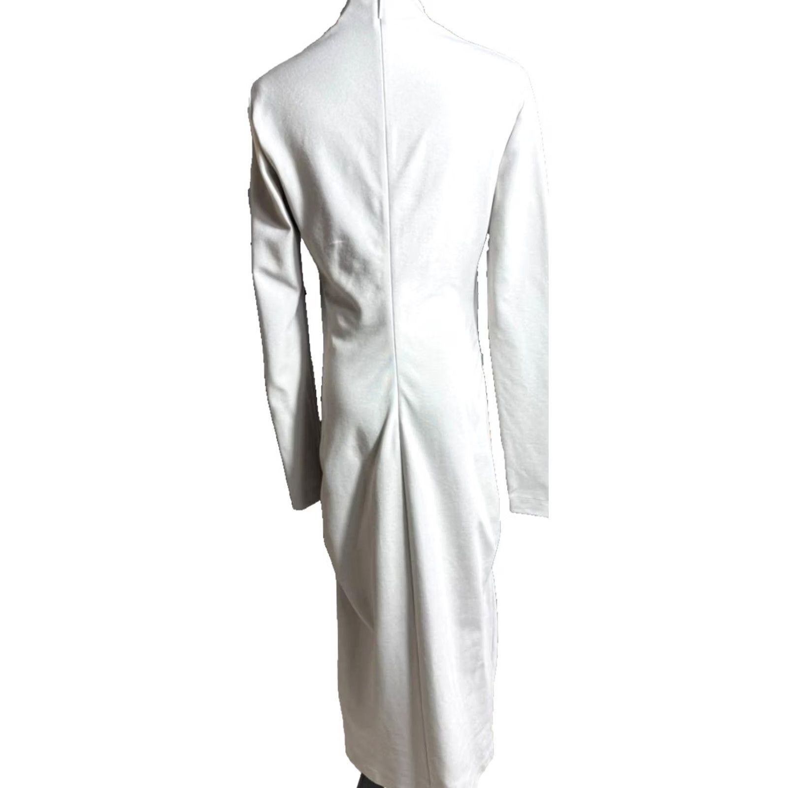 Giorgio Armani Giorgio Armani Bnwt High Neck Tie Detail Midi Dress Long Sleeve Ruched EU 44 Gray Jacquard Dress Size 44, Regular, Women Size M / US 6-8 / IT 42-44 - 5 Thumbnail