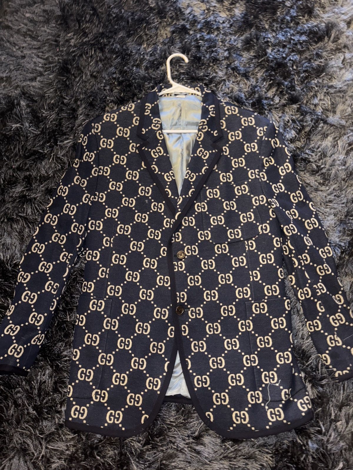 Gucci Gucci Blazer Navy Blue GG Men | Grailed