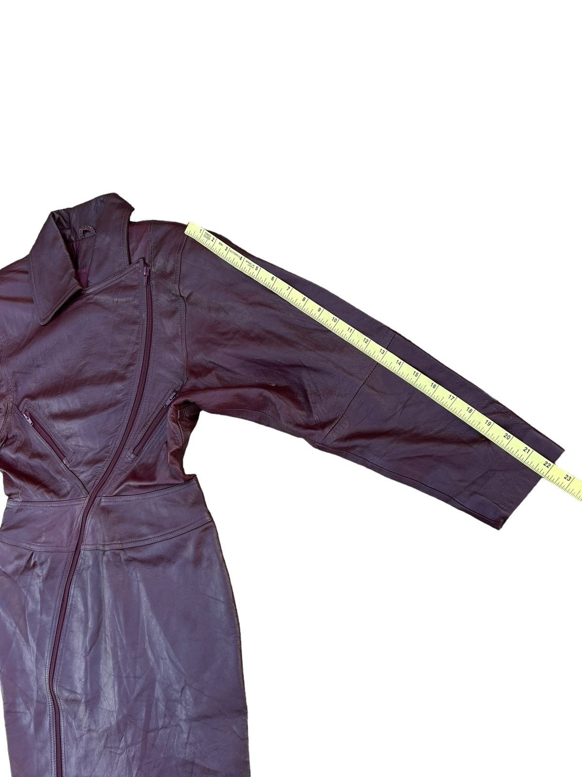 Vintage Vintage Unknown Fade Patina Leather Zipper Biker Dress Size XS / US 0-2 / IT 36-38 - 3 Thumbnail