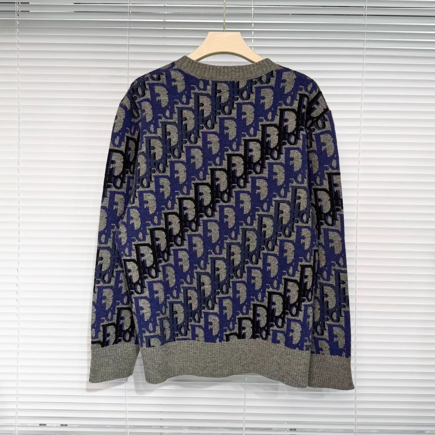 Dior DIOR SS26 Oblique Monogram Wool Sweater XL Blue Size US XL / EU 56 / 4 - 2 Thumbnail