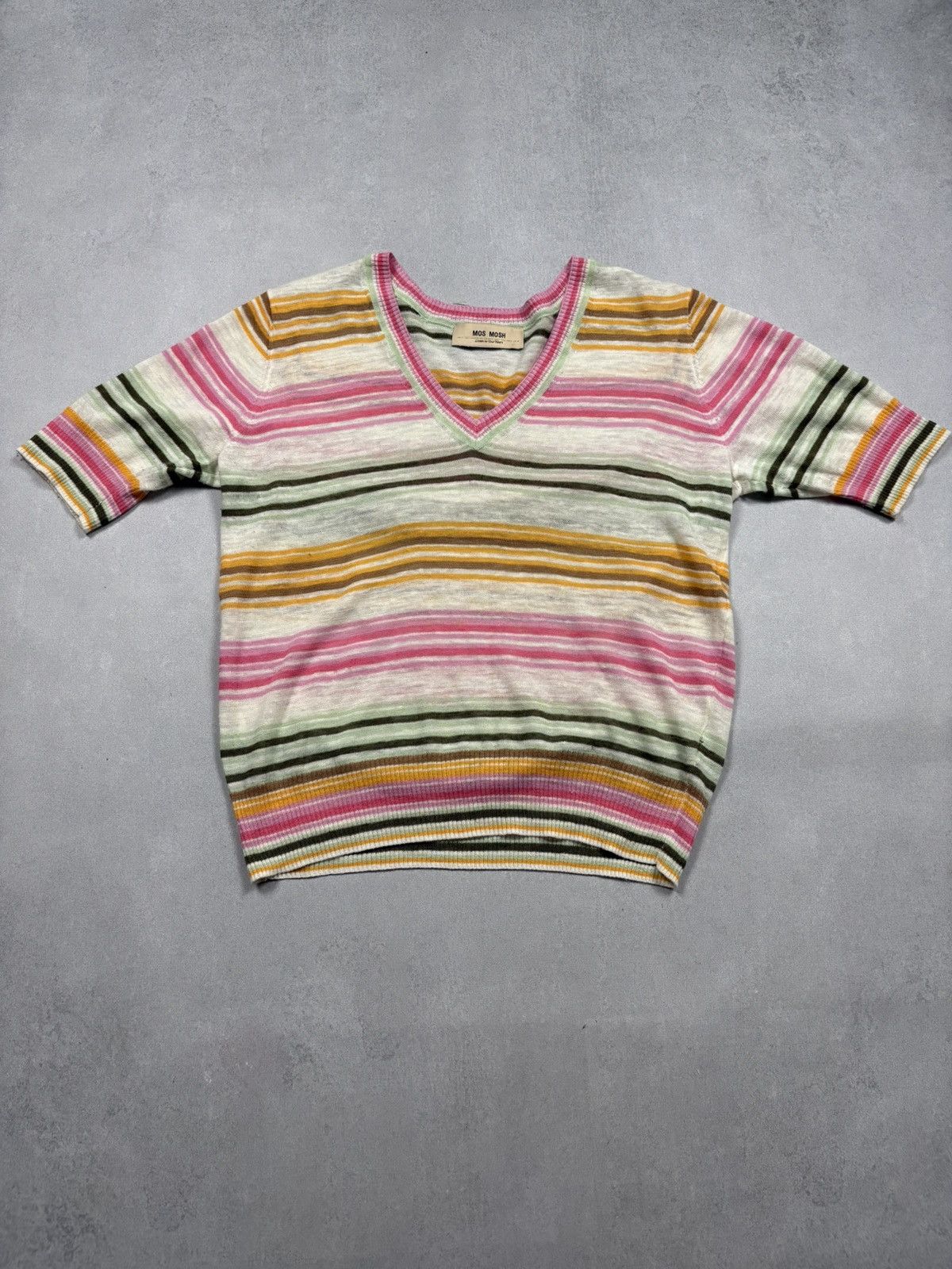 Other MOS MOSH Striped V-Neck Lightweight Knit Top Women’s S Size S / US 4 / IT 40 - 1 Thumbnail