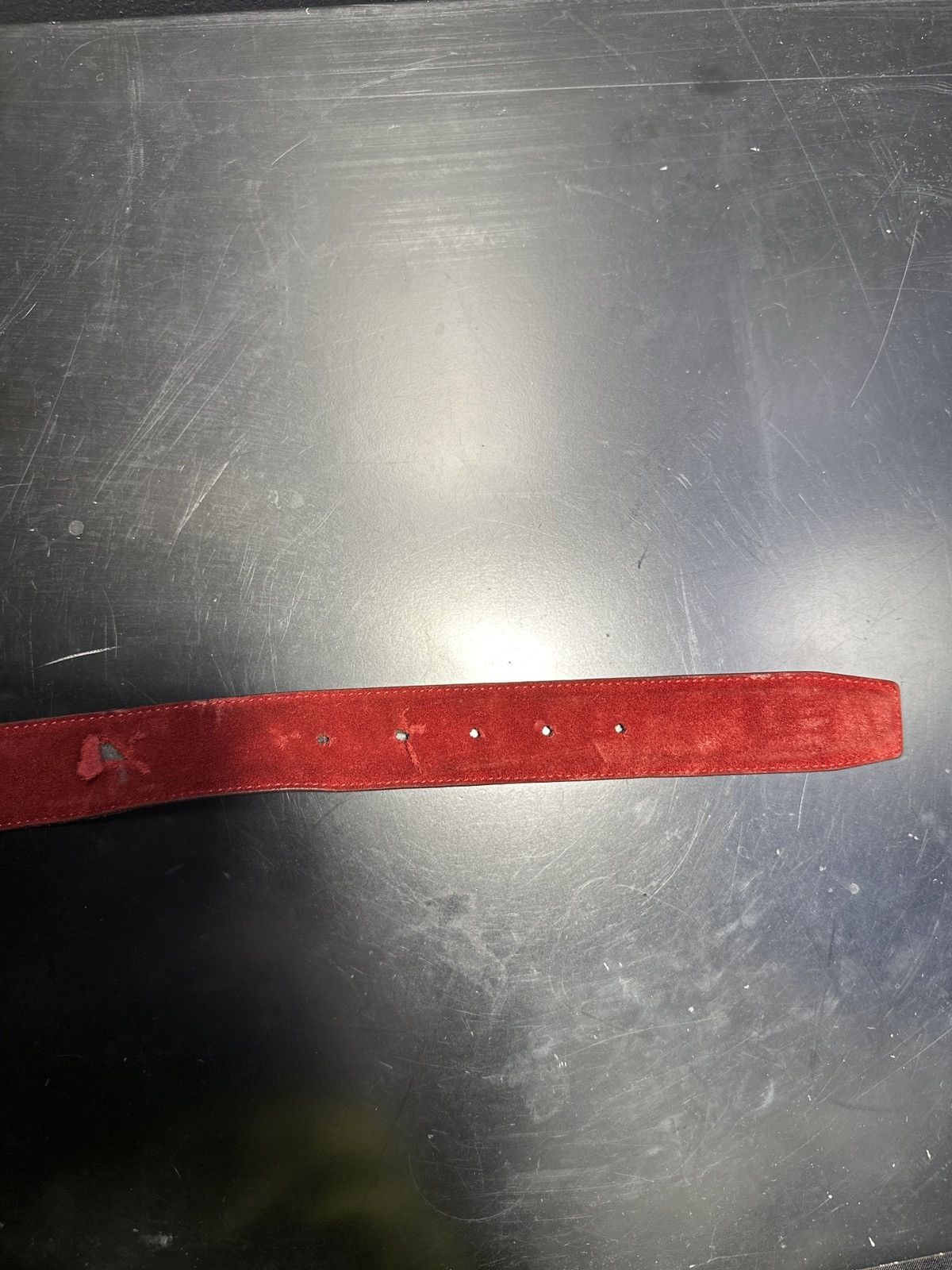 Salvatore Ferragamo Salvatore Ferragamo Men's Red Suede Belt Size 34 - 3 Thumbnail