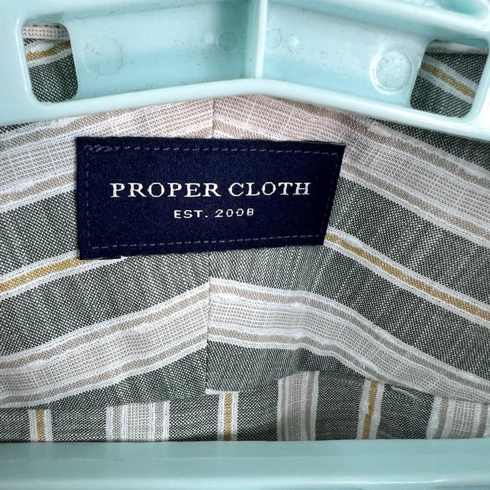 CLOT VINTAGE Cloth Men's Button-Down Shirt Size 21/38 4XL Green Striped Wool Casual Size US XXL / EU 58 / 5 - 4 Thumbnail