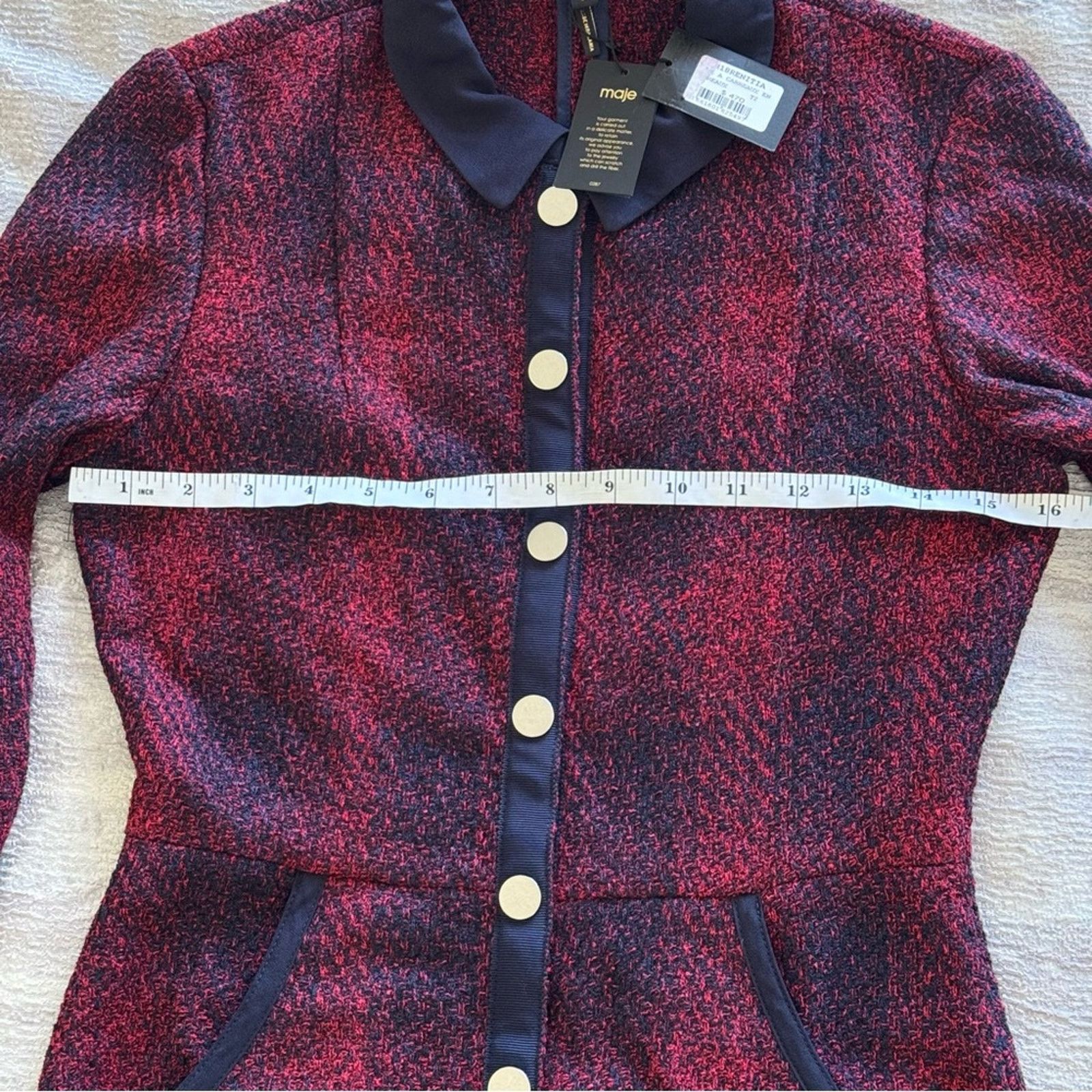 Maje NWT! Maje Red and Black Long Sleeve Dress, Size 2 Size XS / US 0-2 / IT 36-38 - 8 Thumbnail