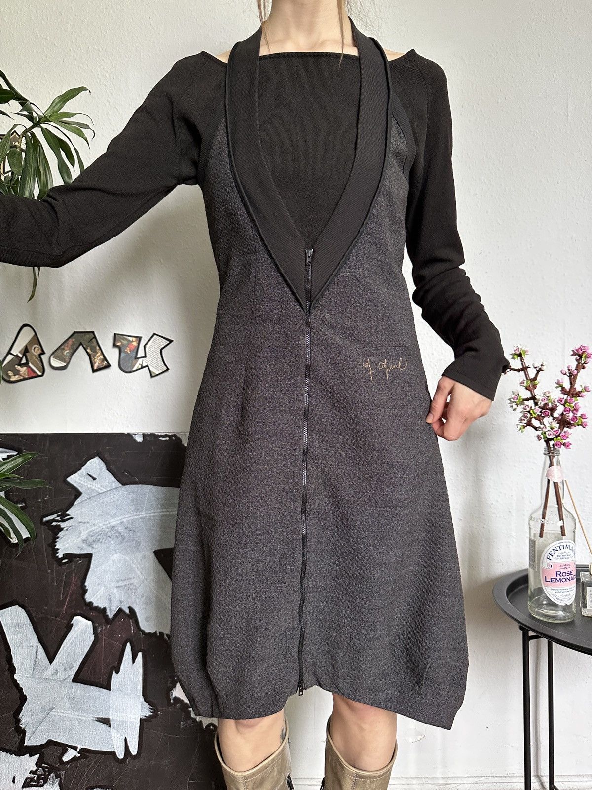 Cop Copine × Vintage Vintage Cop Copine Zip Up Vintage Avant Garde Dress Size ONE SIZE - 4 Thumbnail