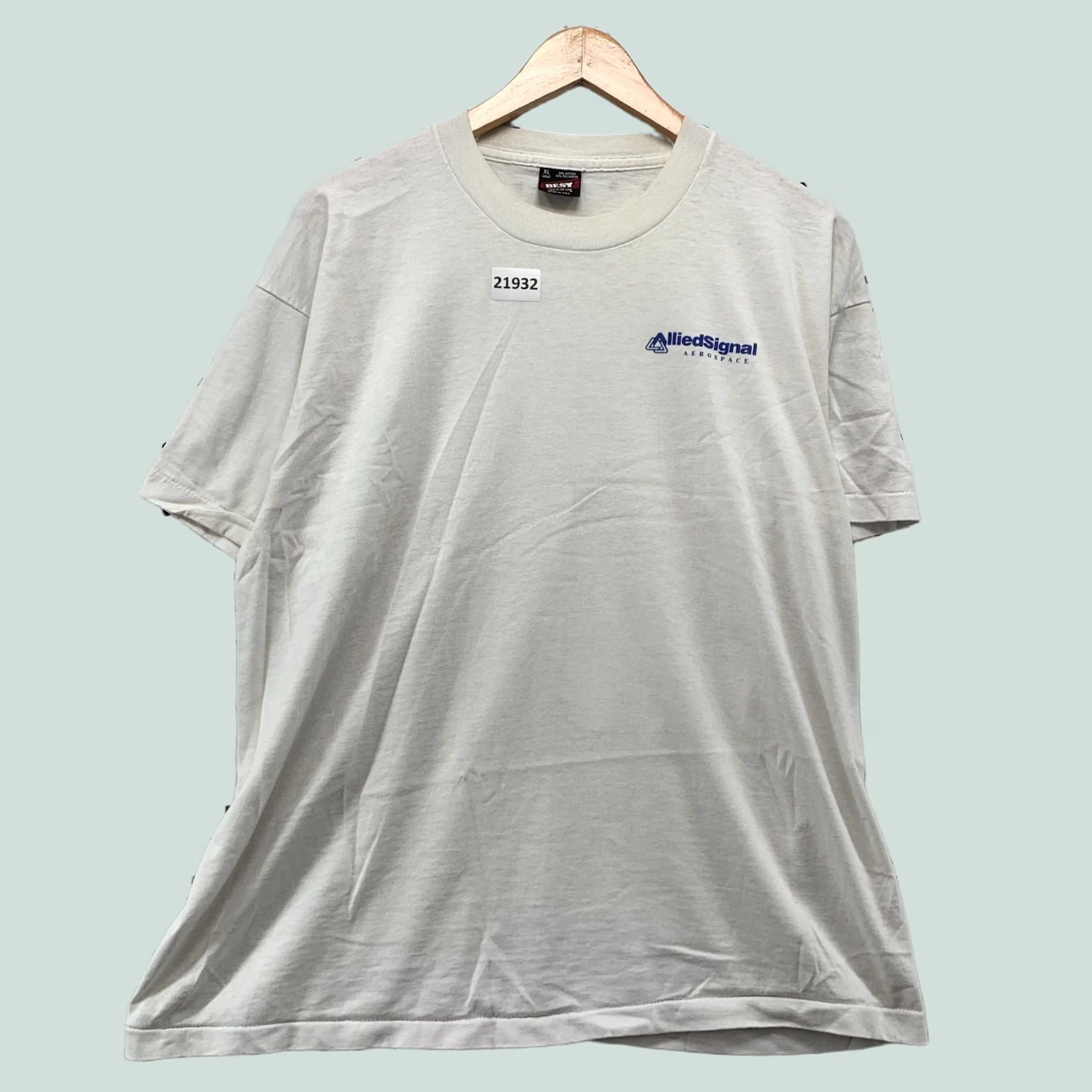 Fruit Of The Loom VINTAGE Aerospace Shirt White Single Stitch Allied Signal Adult Men XL 90s Size US XL / EU 56 / 4 - 1 Thumbnail
