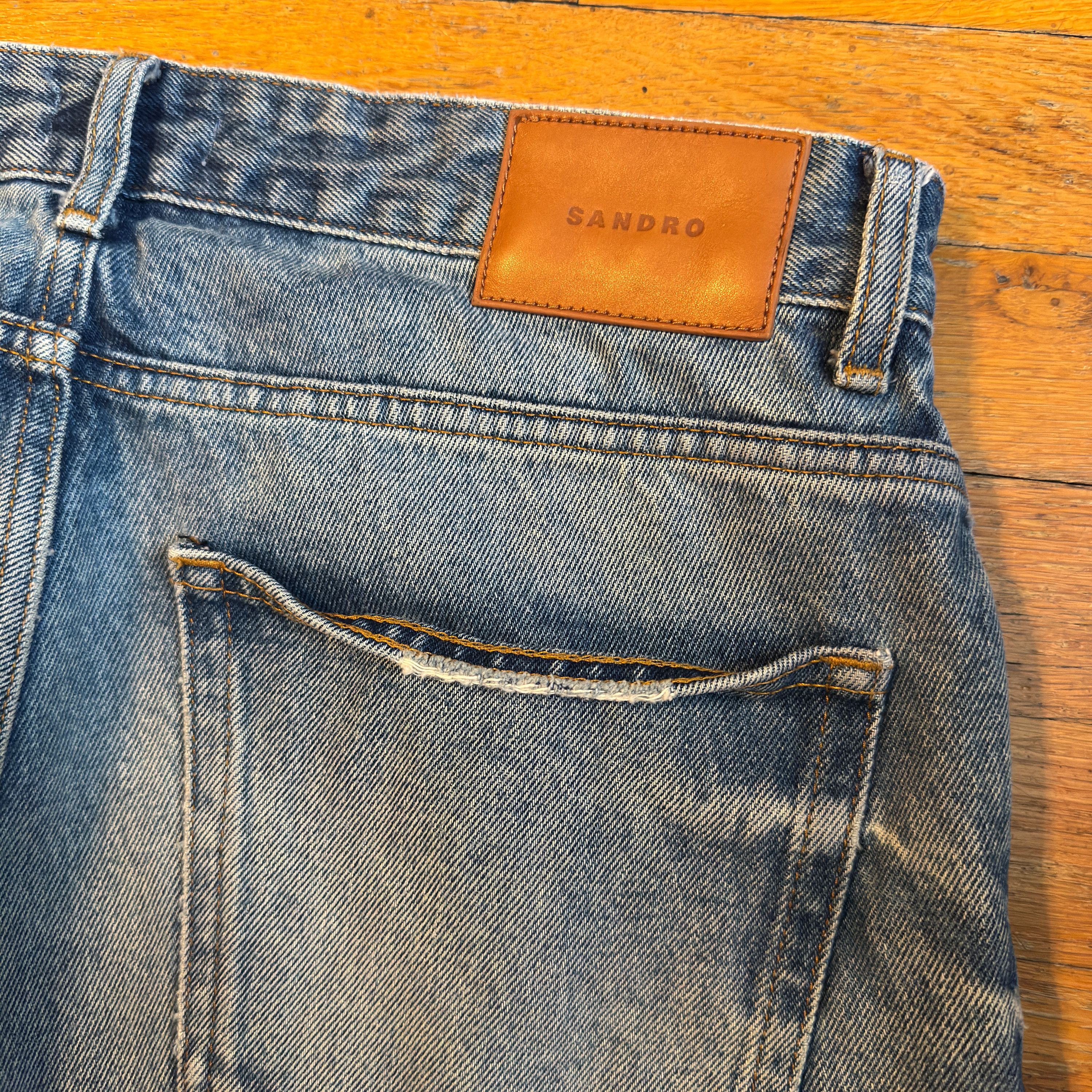 Sandro Faded Organic Cotton Straight Leg Jeans Size US 31 - 6 Thumbnail
