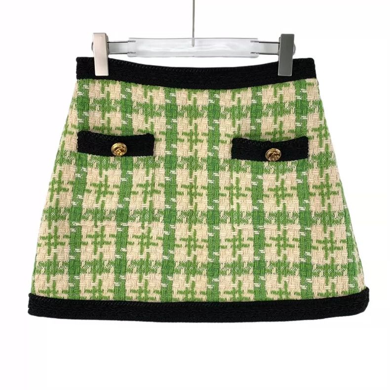Gucci Gucci Light green wool braided tweed casual skirt Size 27" / US 4 / IT 40 - 1 Thumbnail