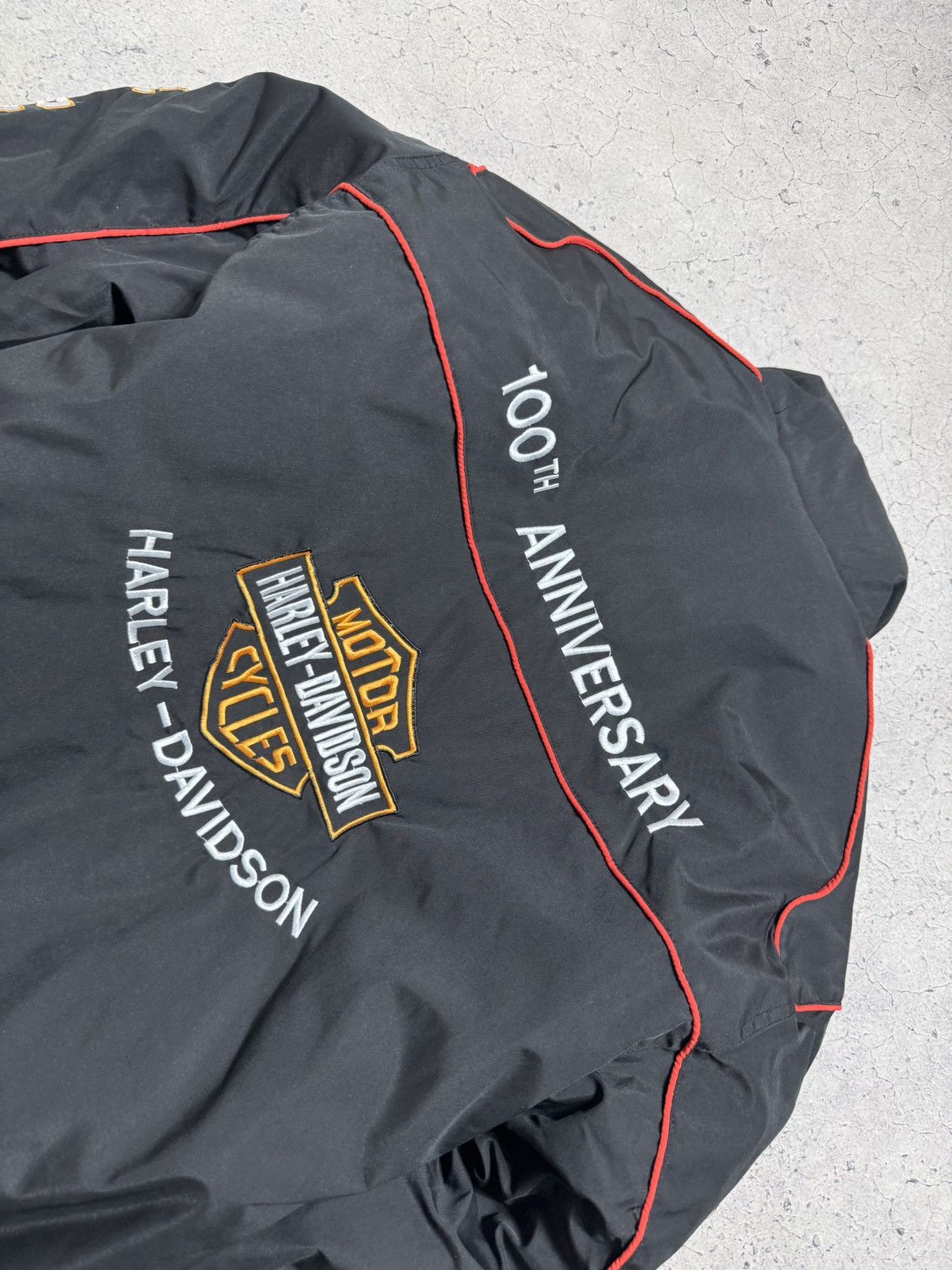 Harley Davidson Harley Davidson Black Big Logo Racing Bomber Jacket Size US XXL / EU 58 / 5 - 9 Thumbnail
