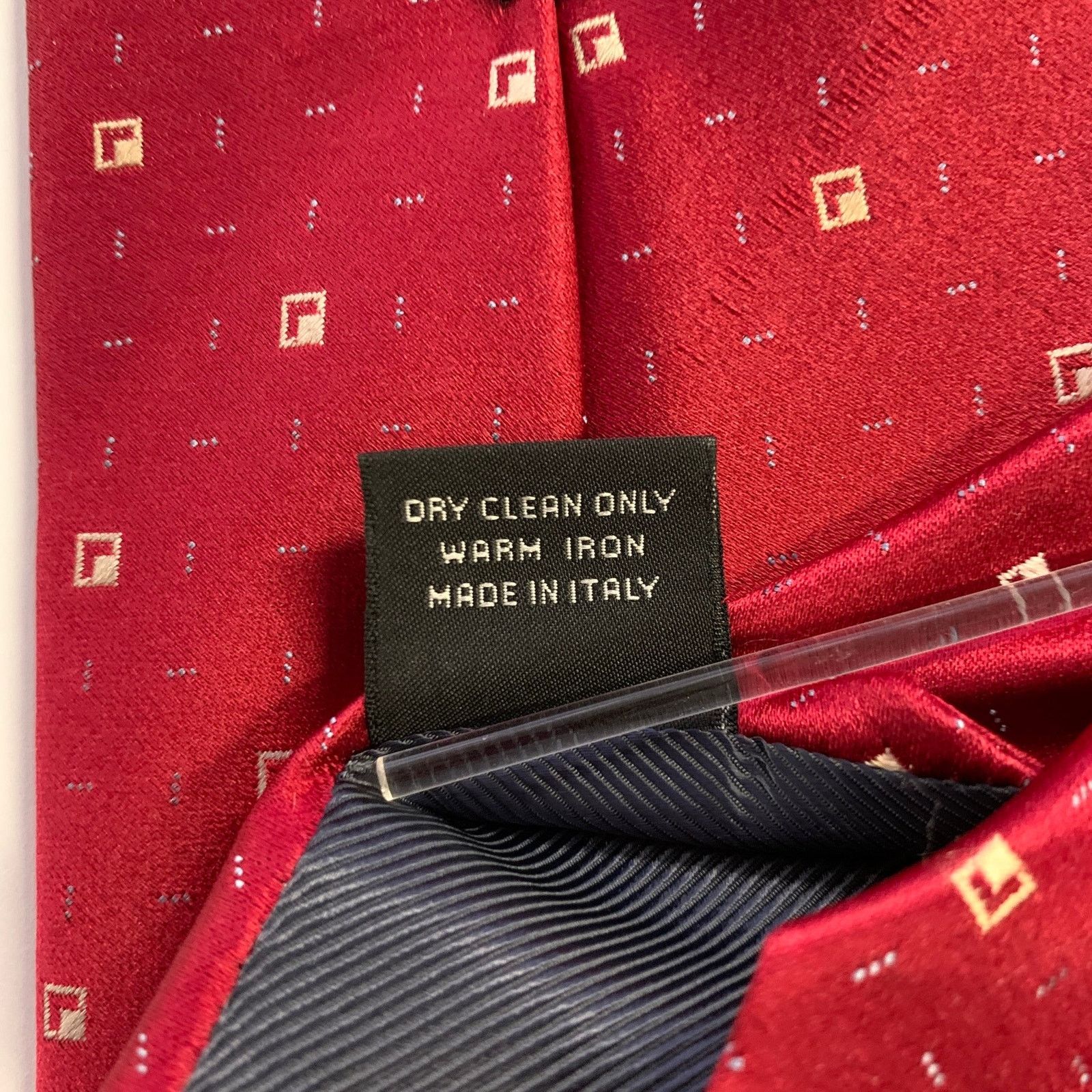 Ermenegildo Zegna ERMENEGILDO ZEGNA One Size Red Cream Silk Tie Size ONE SIZE - 4 Thumbnail