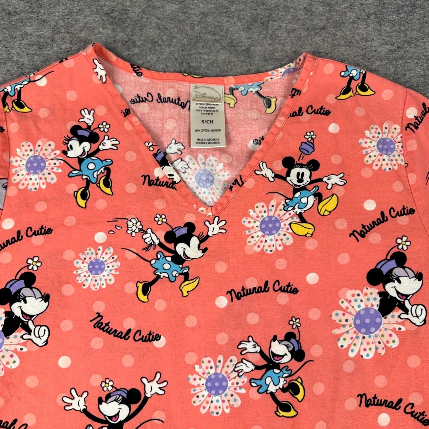 Disney Disney Scrub Top Minnie Mouse Natural Cutie Cotton Peach Womens Small S Women Nurses Scrub Top Size S / US 4 / IT 40 - 3 Thumbnail