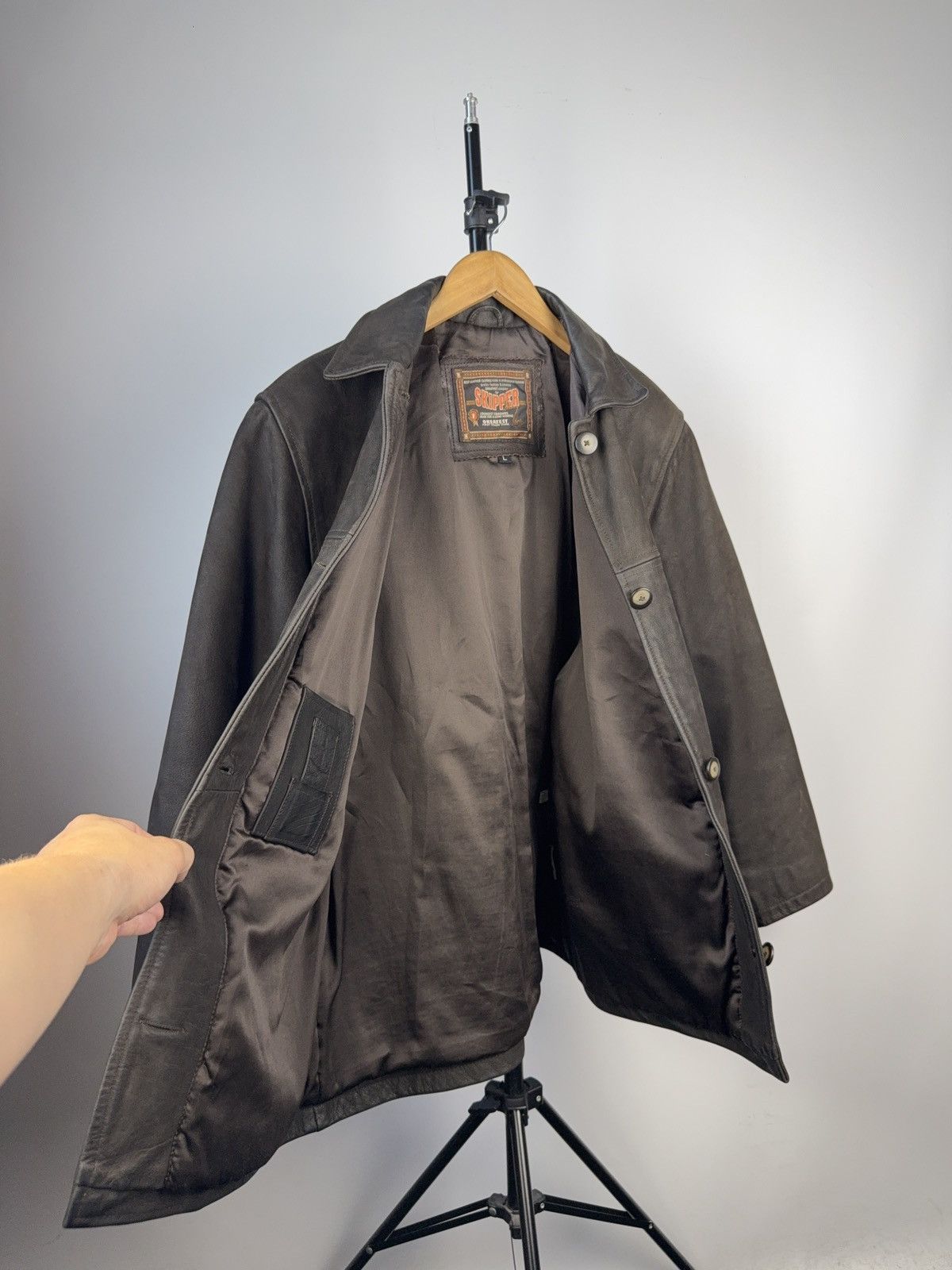 Leather Vintage 90s Genuine Leather MOTO Bomber Jacket Rock Punk Size US L / EU 52-54 / 3 - 10 Thumbnail