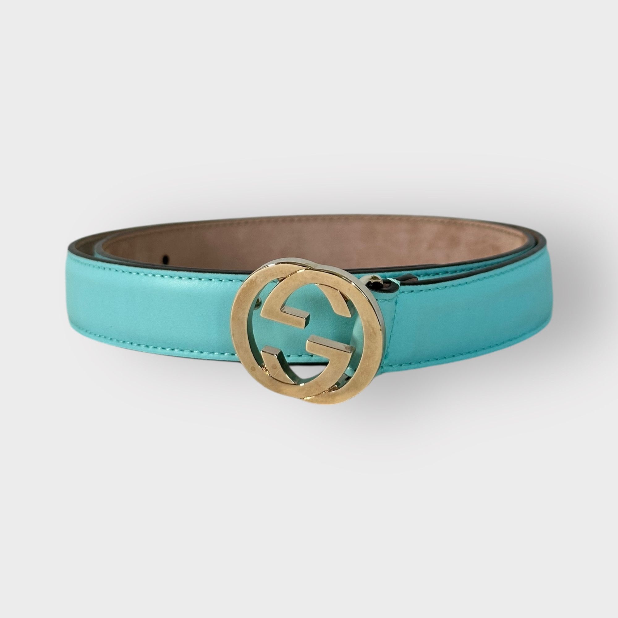 Gucci Gucci Belt Thin Turquoise Leather Interlocking G Buckle Grailed