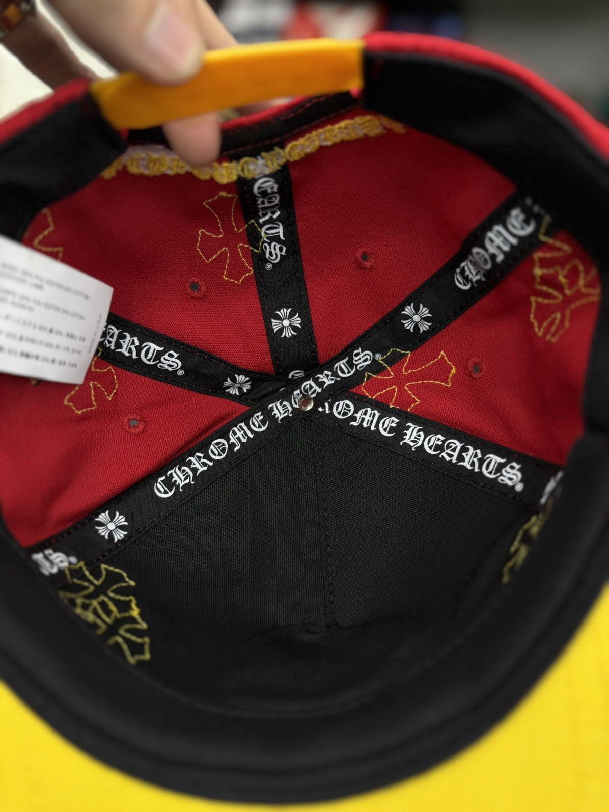 Chrome Hearts Chrome Hearts Red/Yellow Leather Cross Logo SnapBack New Size ONE SIZE - 9 Thumbnail