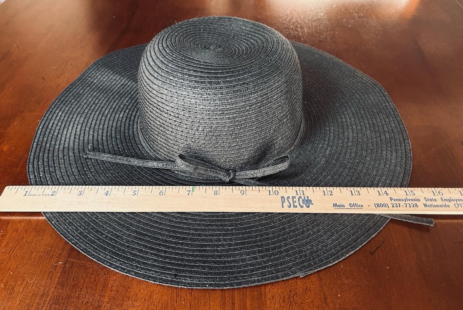 The Unbranded Brand Black Wide Brim Sun Hat Floppy Beach Straw 100% Paper Size ONE SIZE - 4 Thumbnail