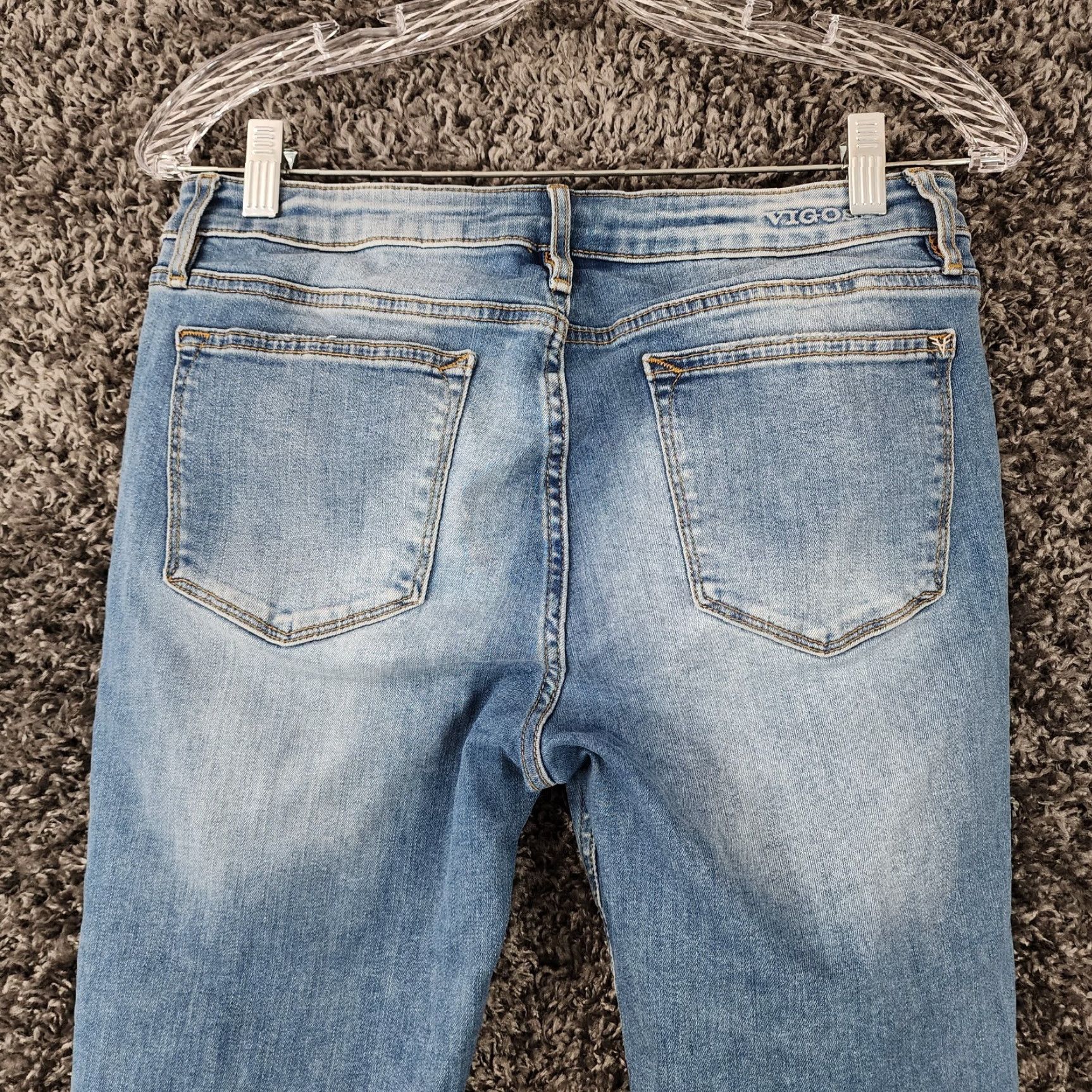 Vintage VINTAGE? Actually not vintage. Vigoss Jagger Womens Distressed Classic Fit Skinny Jeans Size 29 Blue Adult Women 29In Waist 29 Inseam 27In Size 29" - 8 Thumbnail