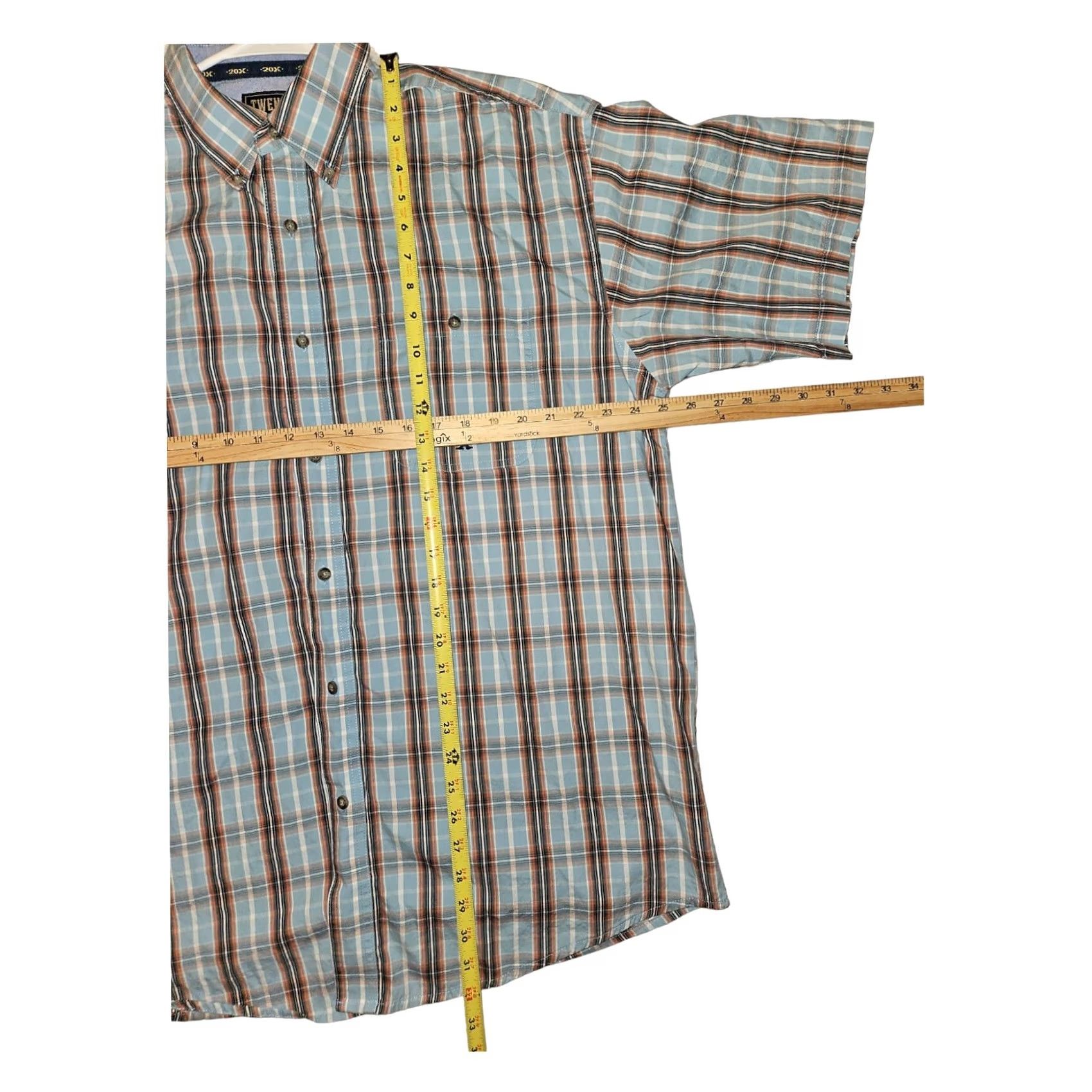 Wrangler Wrangler Shirt Mens XL 20x Button Down Men Short Sleeve Plaid Western Cowboy Casual Size US XL / EU 56 / 4 - 3 Thumbnail