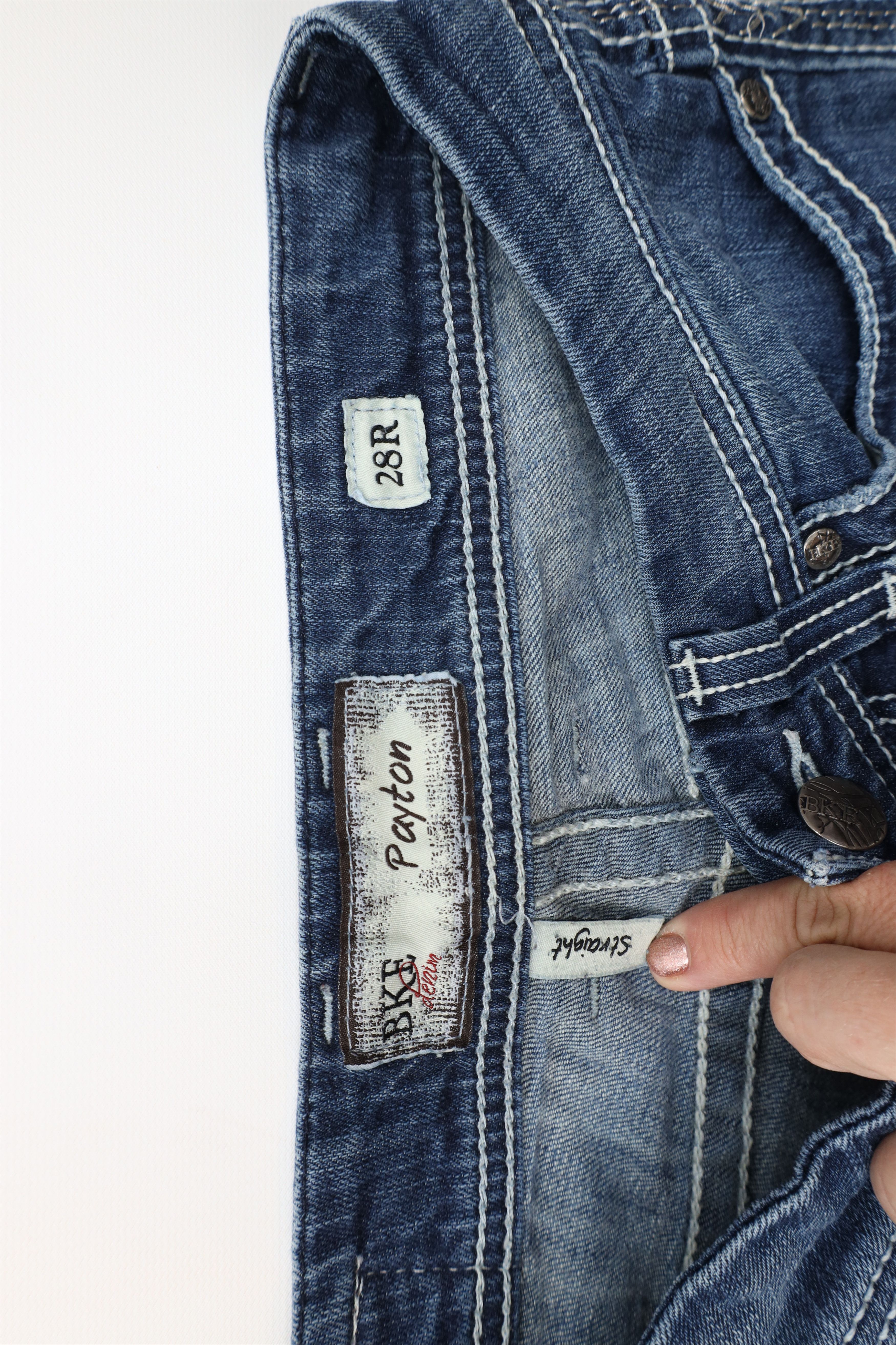 Vintage Buckle BKE Thick Stitch Stretch Payton Straight Leg Jeans Size 28" / US 6 / IT 42 - 9 Thumbnail