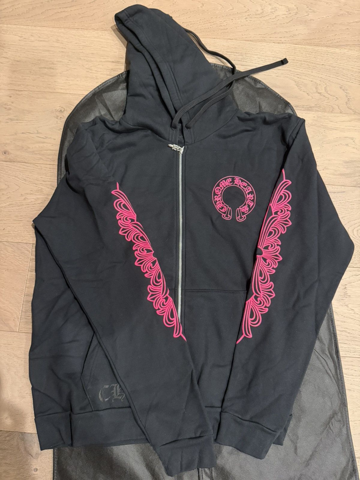 Chrome hearts blsck pink horshoe zip up
