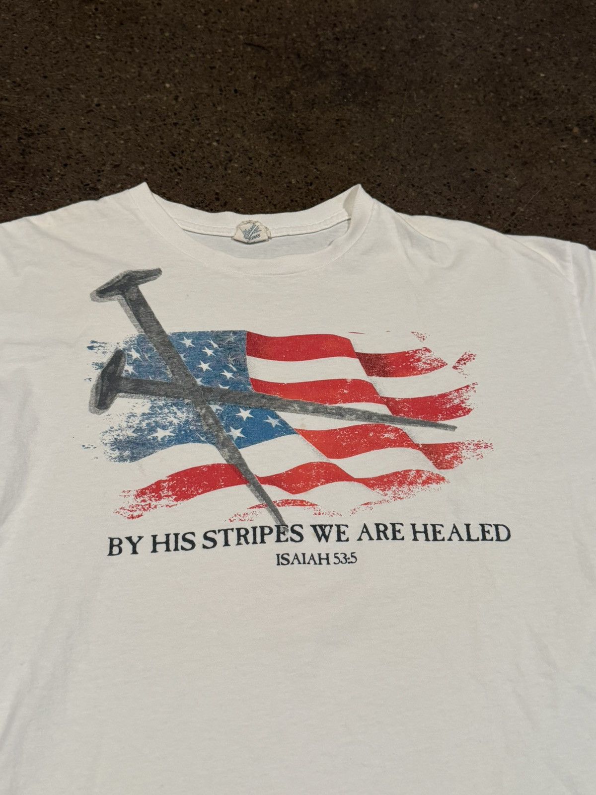 Vintage Jesus Nails USA flag tee