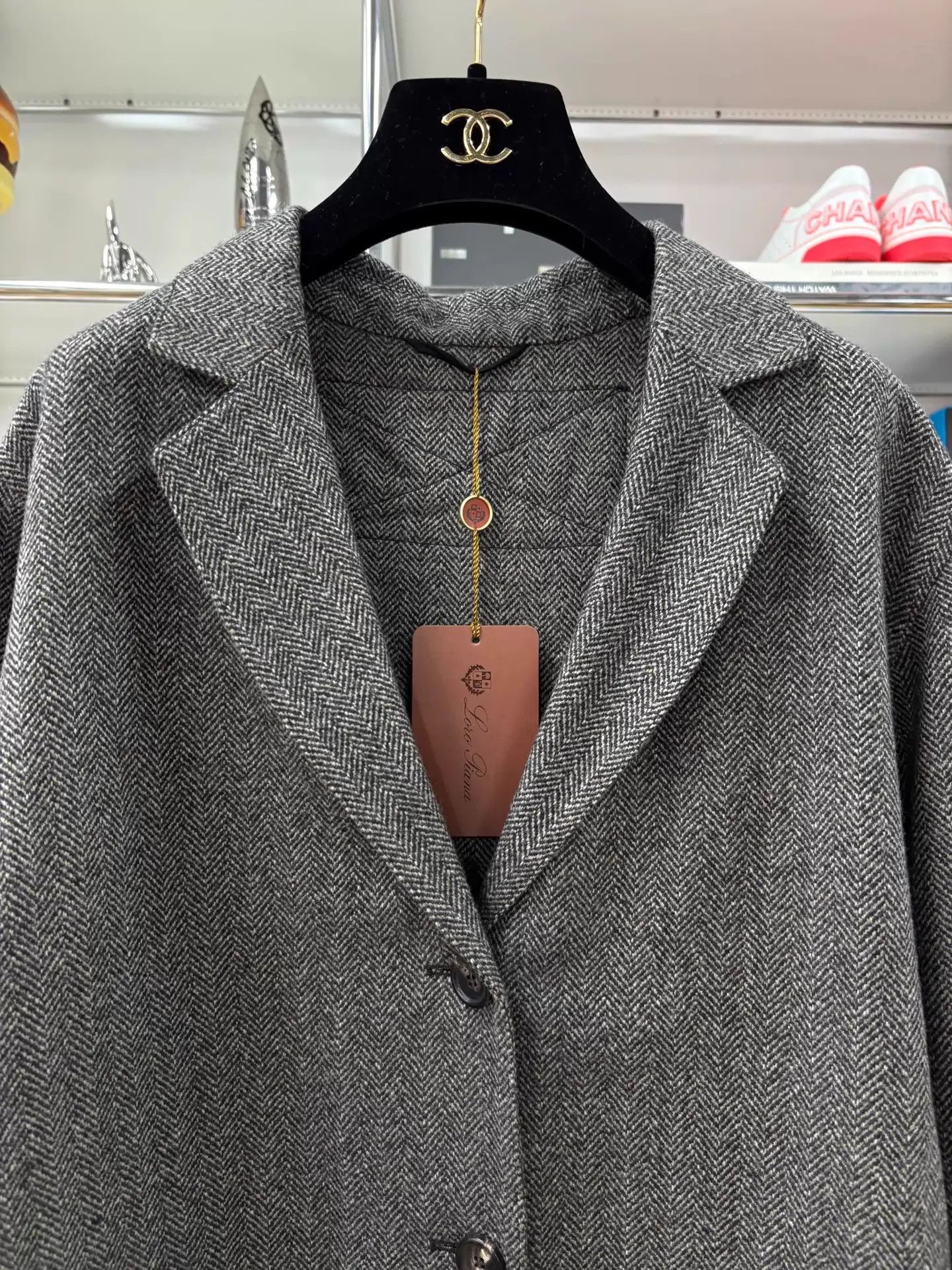 Loro Piana LoroPiana v-neck houndstooth casual blazer gray IT38 Size XS / US 0-2 / IT 36-38 - 1 Thumbnail