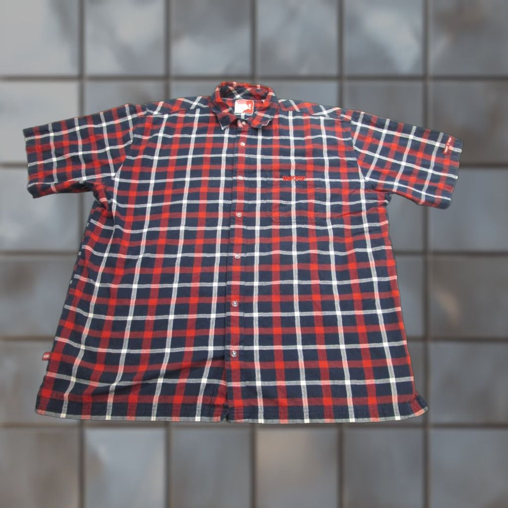 Vintage Snoop Dogg Shirt Mens 2XB Plaid Button Up Cotton Short Sleeve Embroidered SNOOP DOGG Navy Red Size US XXL / EU 58 / 5 - 1 Thumbnail