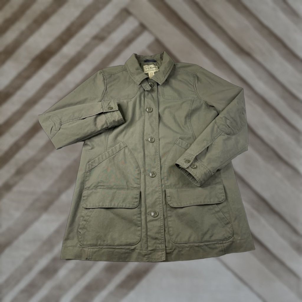 Vintage VINTAGE L.L. Bean Fireside Field Coat Jacket 503272 Flannel Lined Womens Large Green Wool Accents Embroidered Logo Pockets Inner Pockets Button Size L / US 10 / IT 46 - 1 Thumbnail