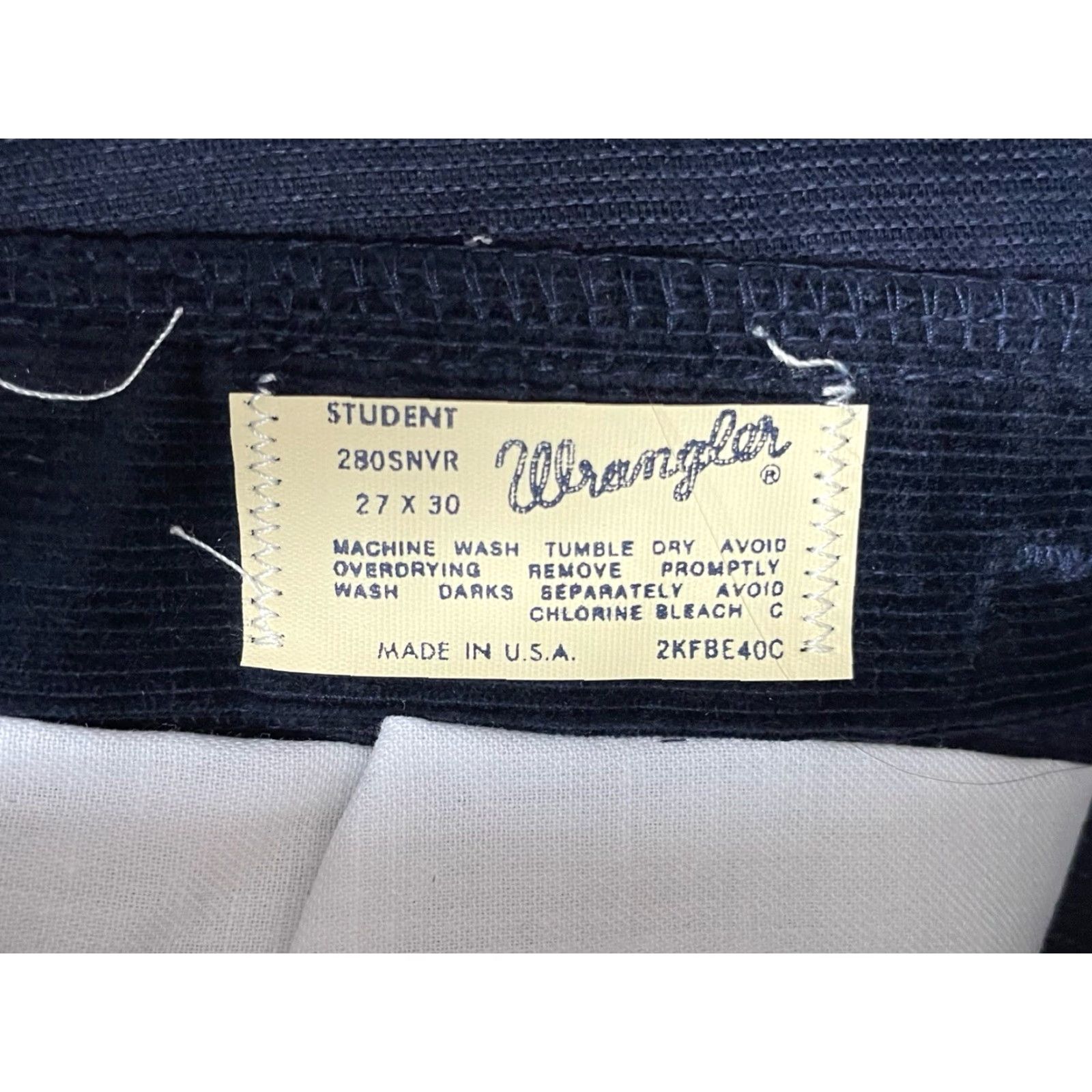 Wrangler VINTAGE Wrangler Corduroy Straight Leg Pants Men 27x30 Deadstock NWT Navy 70s Size US 27 - 6 Thumbnail