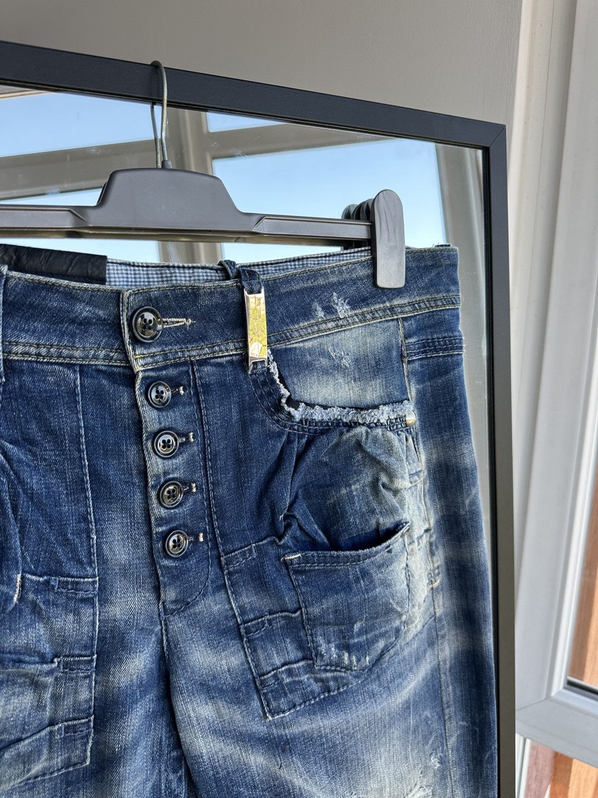 Vintage High Everyday Couture Distressed Jeans Italy Carpenter Cargo Size 34" / US 12 / IT 48 - 7 Thumbnail