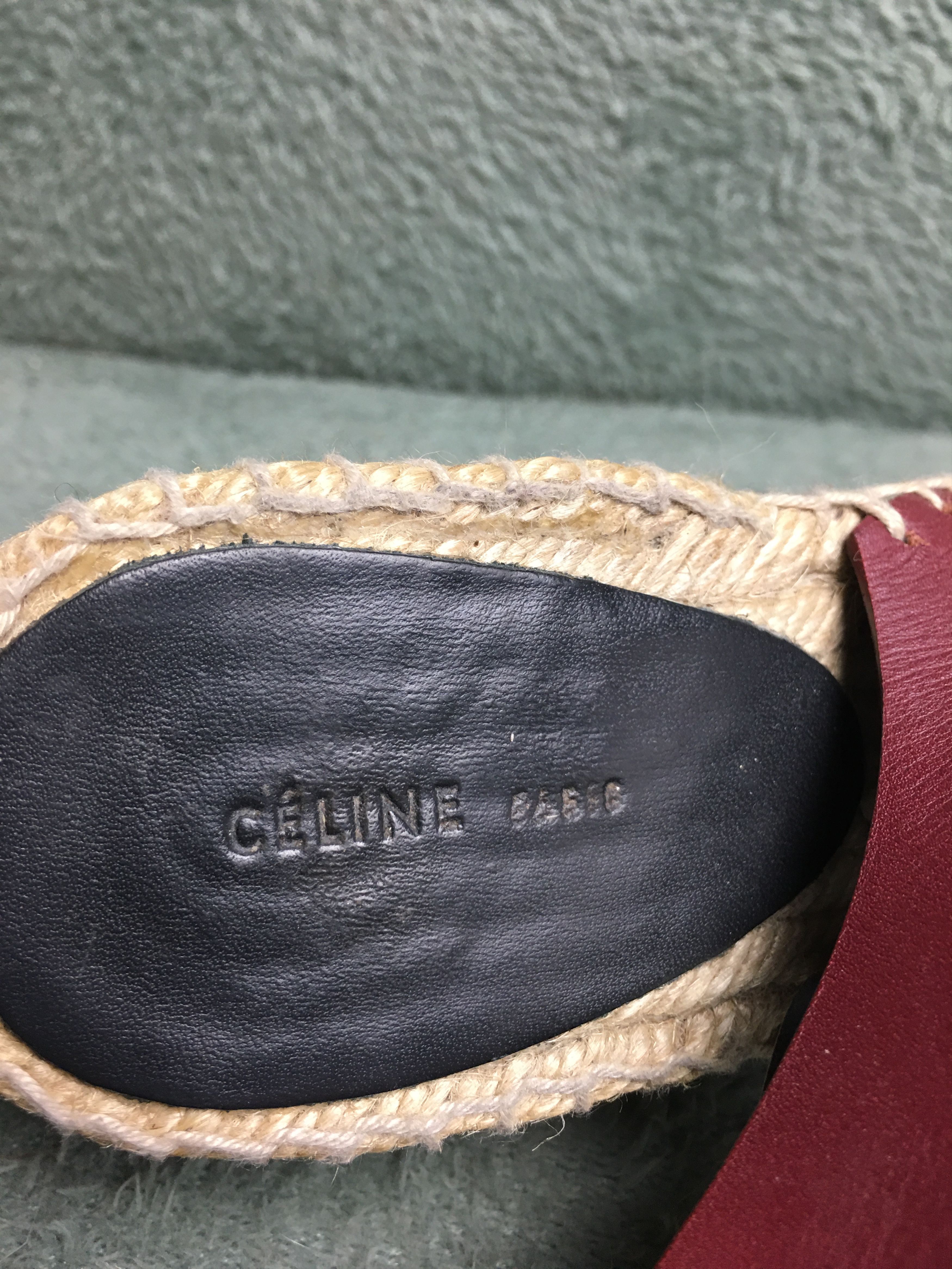 Celine Celine Burgundy Leather Wedge Espadrilles Sandals Size 39 Size US 9 / IT 39 - 9 Thumbnail