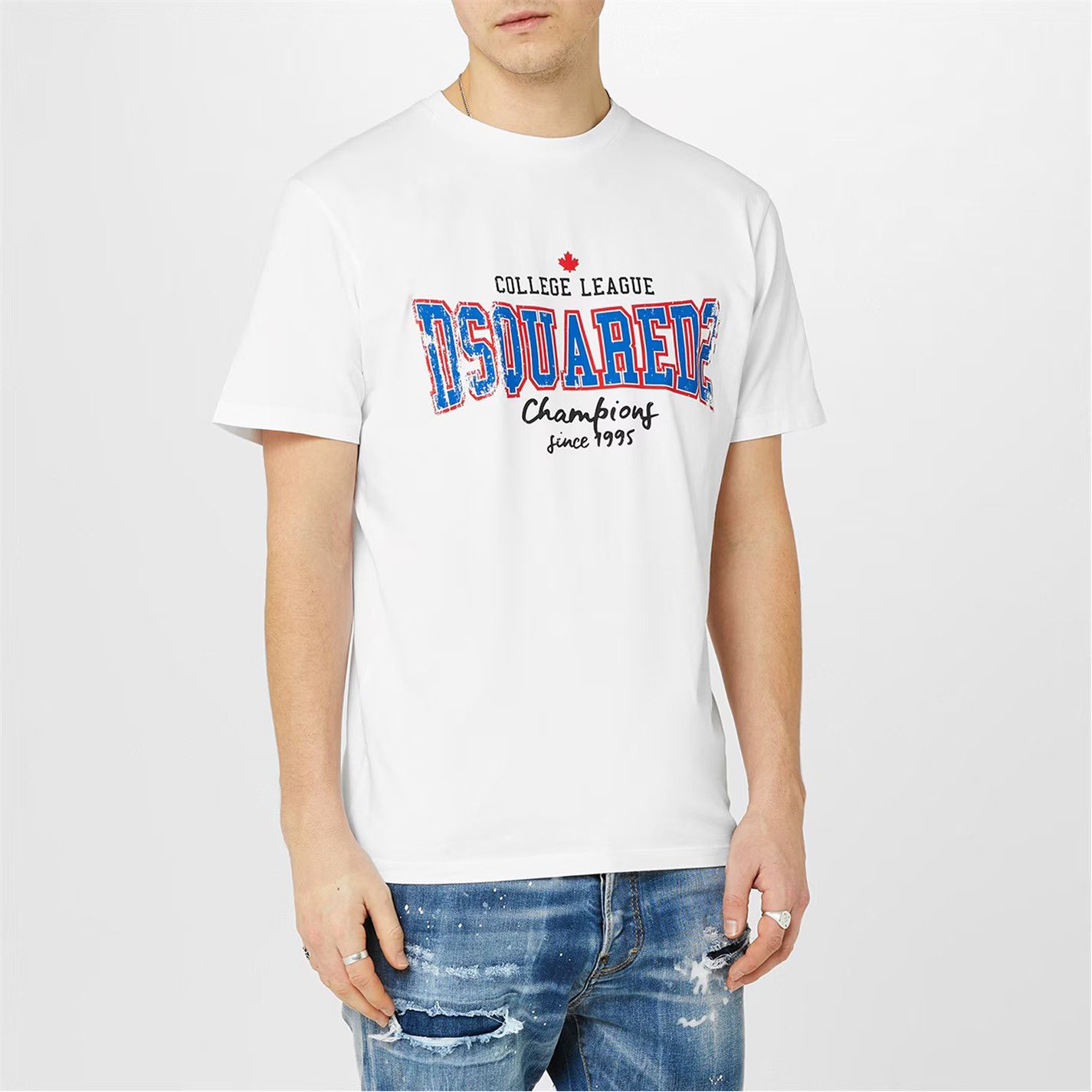 Dsquared2 o1g2r1mq0426 College Print Cotton T-Shirt in White Size US S / EU 44-46 / 1 - 3 Thumbnail