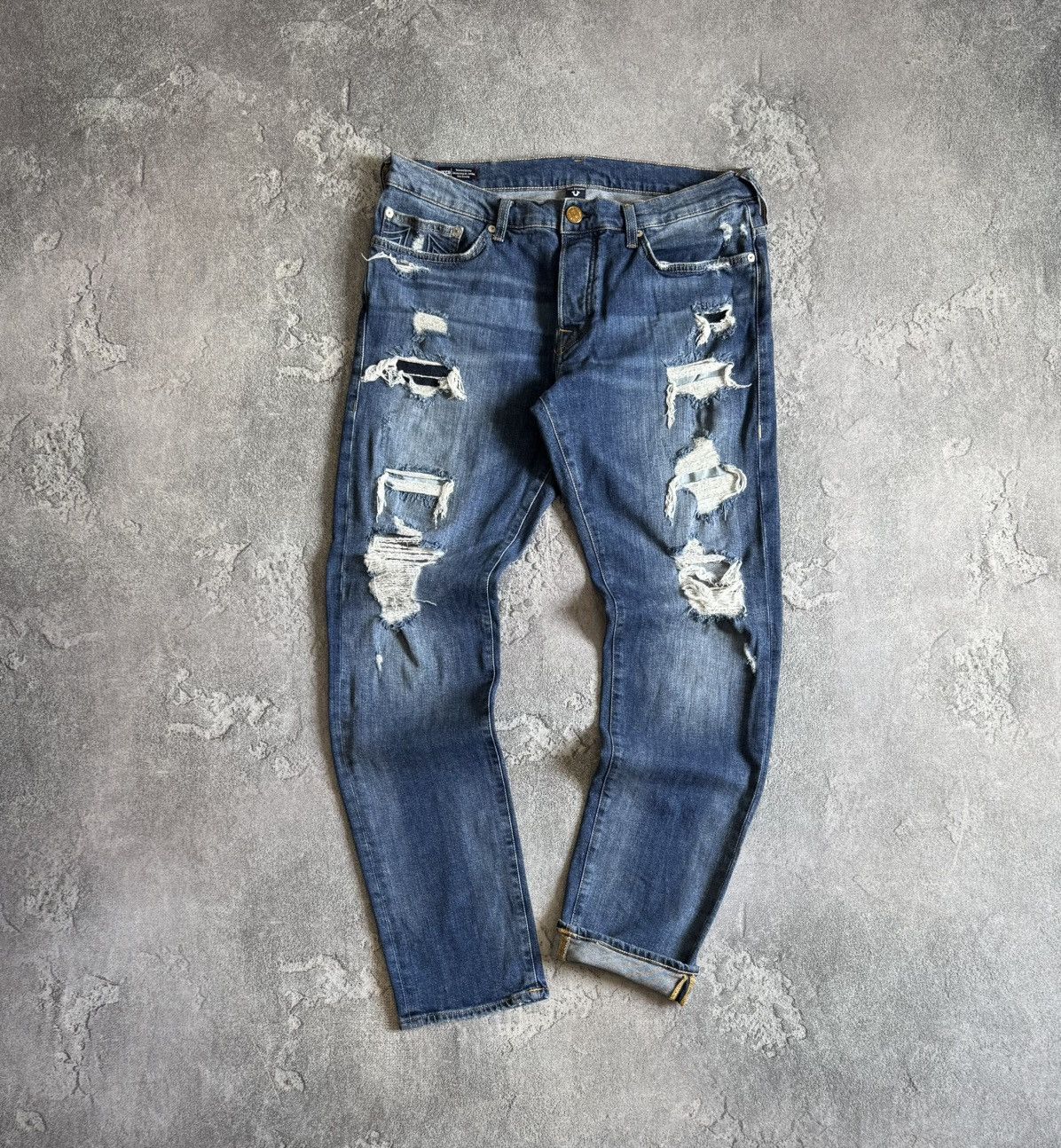 True Religion 34 Distressed denim pants trousers jeans y2k