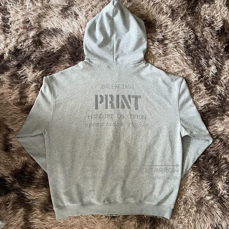 Balenciaga Balenciaga Grey Ripped Letter Hoodie Size US L / EU 52-54 / 3 - 2 Thumbnail