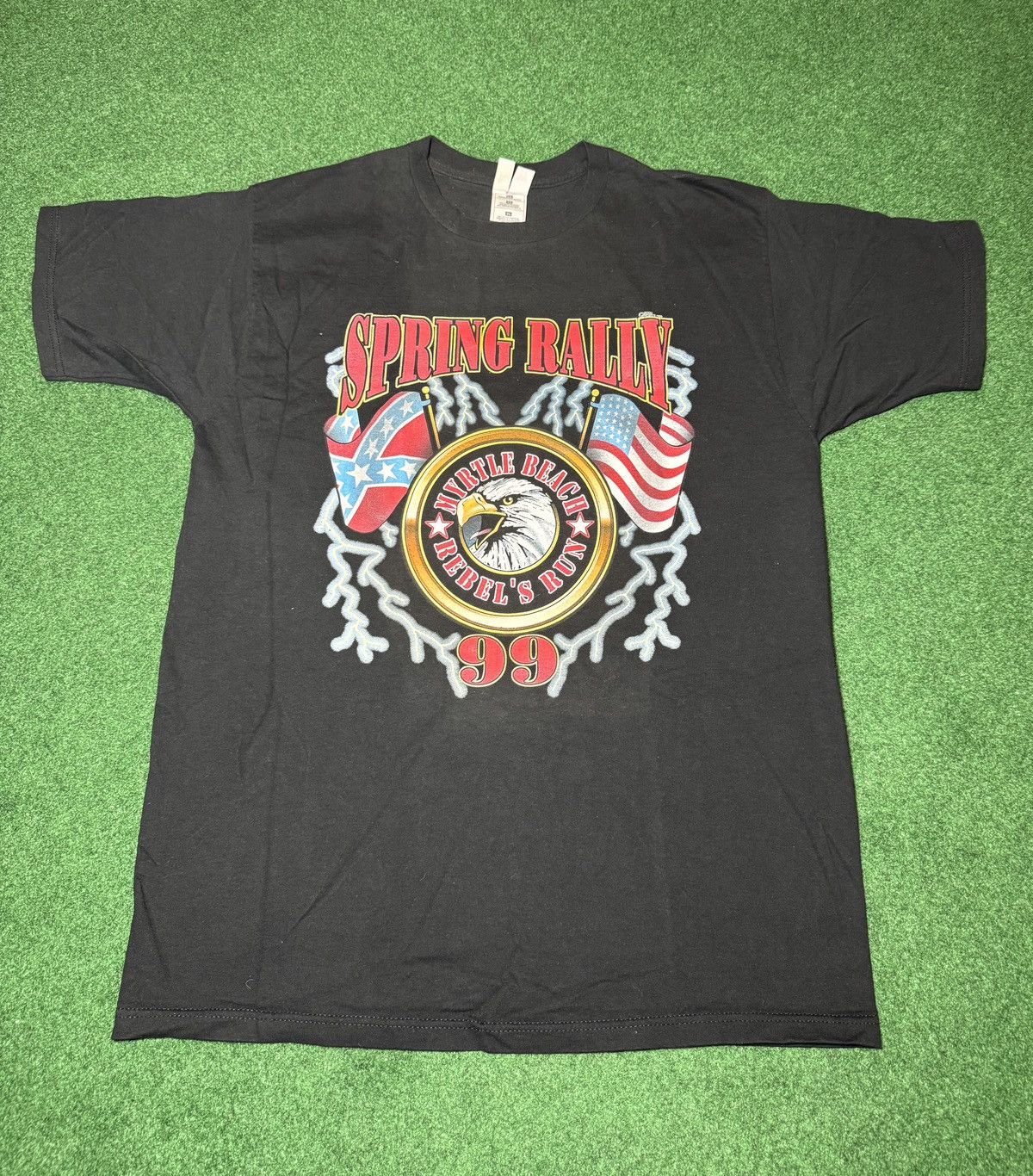 Harley Davidson × Vintage Vtg 90s Motorcycle Rally Myrtle Beach Lightning T Shirt Size US XL / EU 56 / 4 - 1 Thumbnail