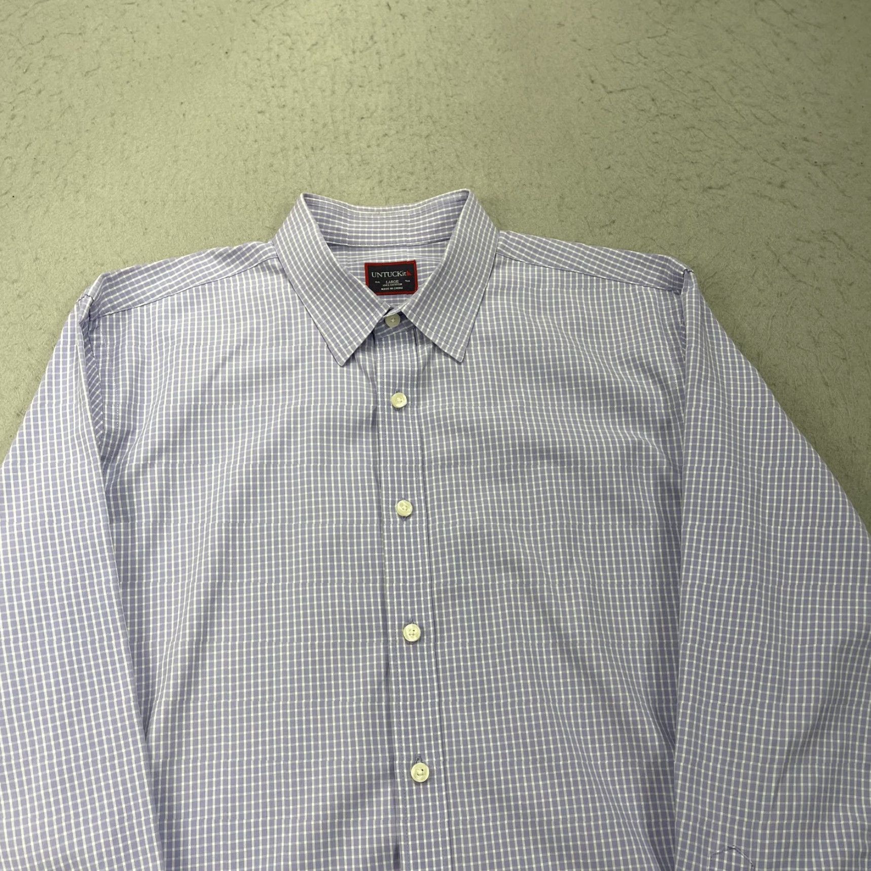 UNTUCKit UNTUCKit Shirt Mens L Purple White Check 100% Cotton Casual Office Work Prep Size US L / EU 52-54 / 3 - 3 Thumbnail