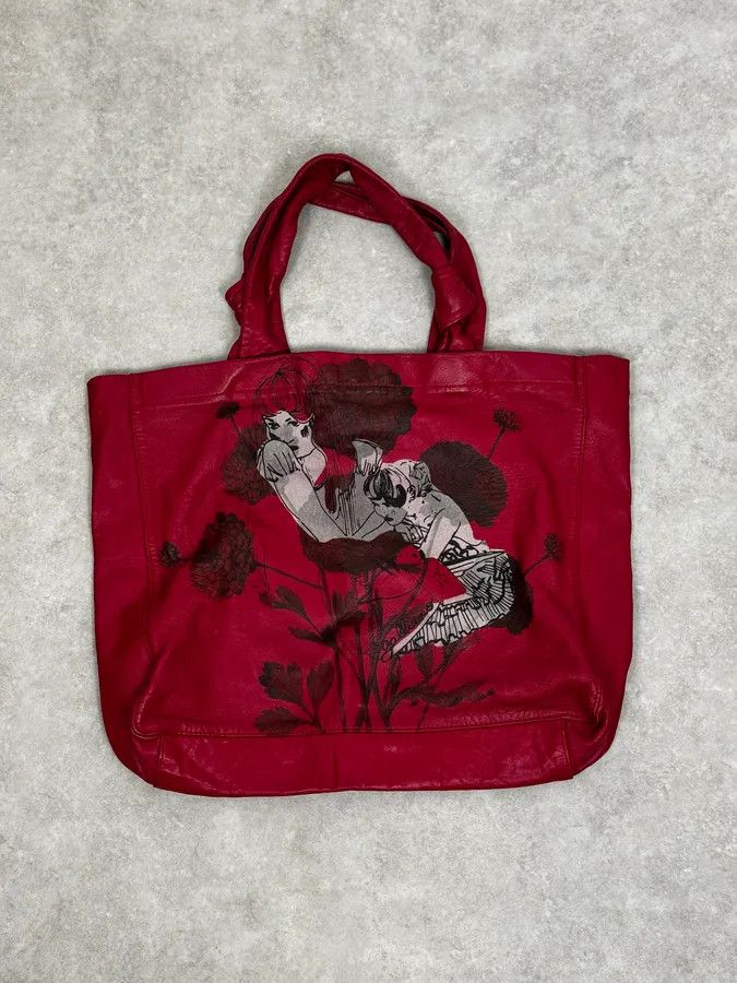 John Galliano AW2010 John Galliano Red Dahlia Flowers & Geiko Girls Print Tote Bag Size ONE SIZE - 1 Thumbnail
