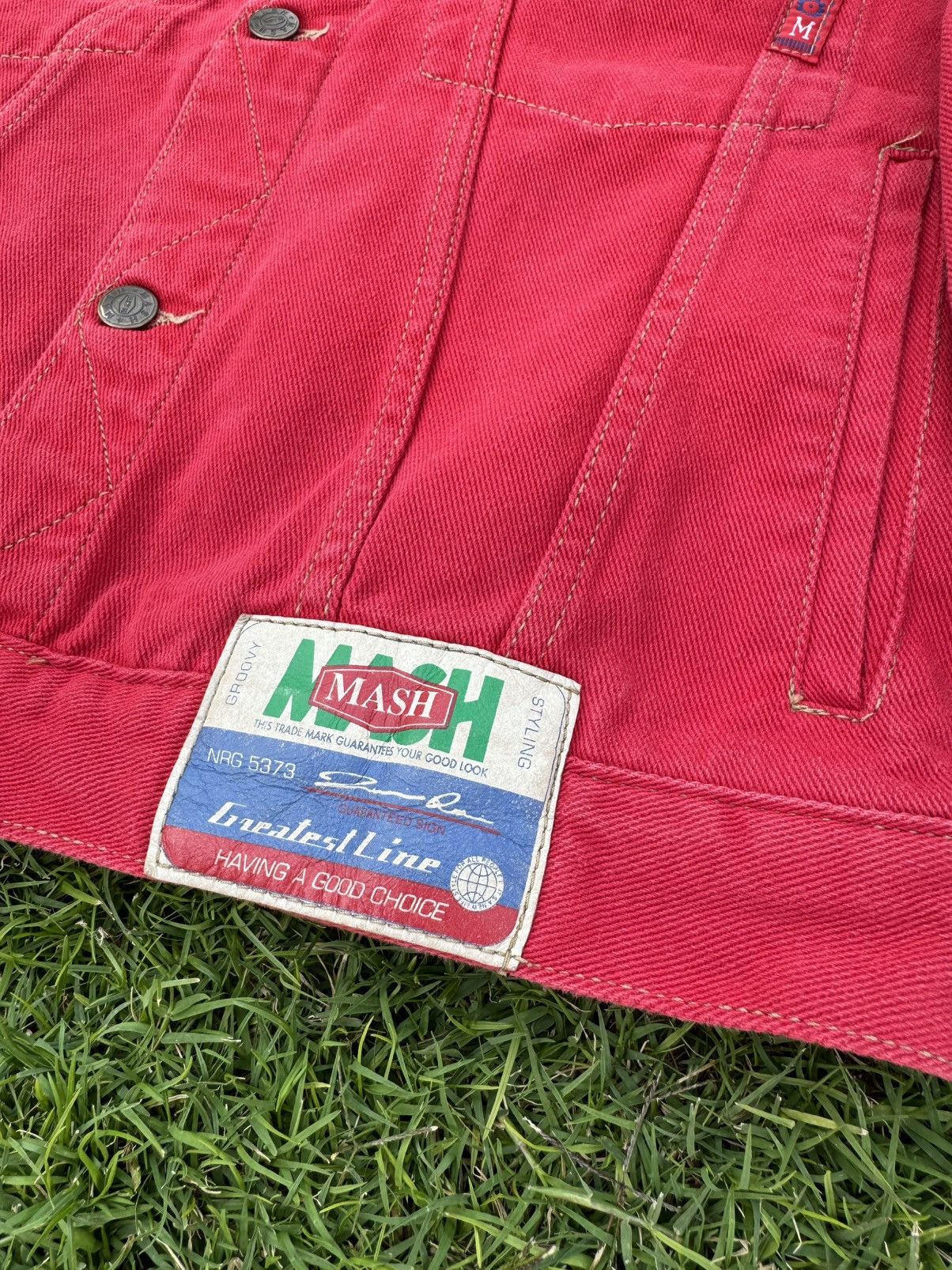 Vintage Vintage Mash red denim trucker jacket Size US M / EU 48-50 / 2 - 5 Thumbnail