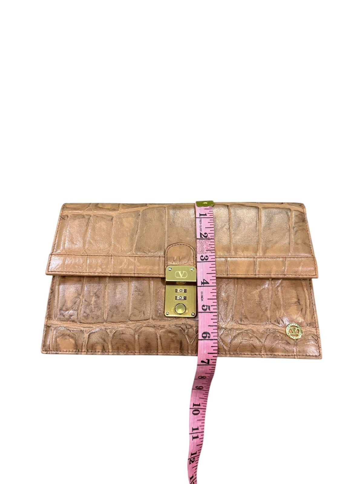 Valentino RARE VALENTINO GARAVANI EMBOSSED CROC LEATHER CLUTCH BAG Size ONE SIZE - 14 Thumbnail