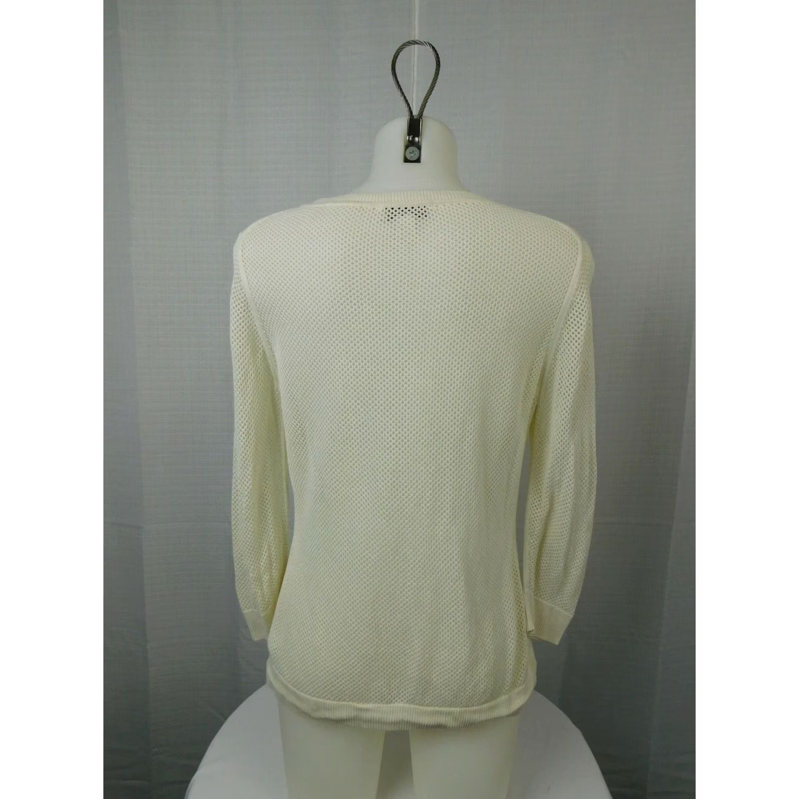 Coldwater Creek Coldwater Creek Ivory Button Front Open-Knit Silk-Cotton Cardigan Size 8 Women Blouse Size M / US 6-8 / IT 42-44 - 2 Thumbnail