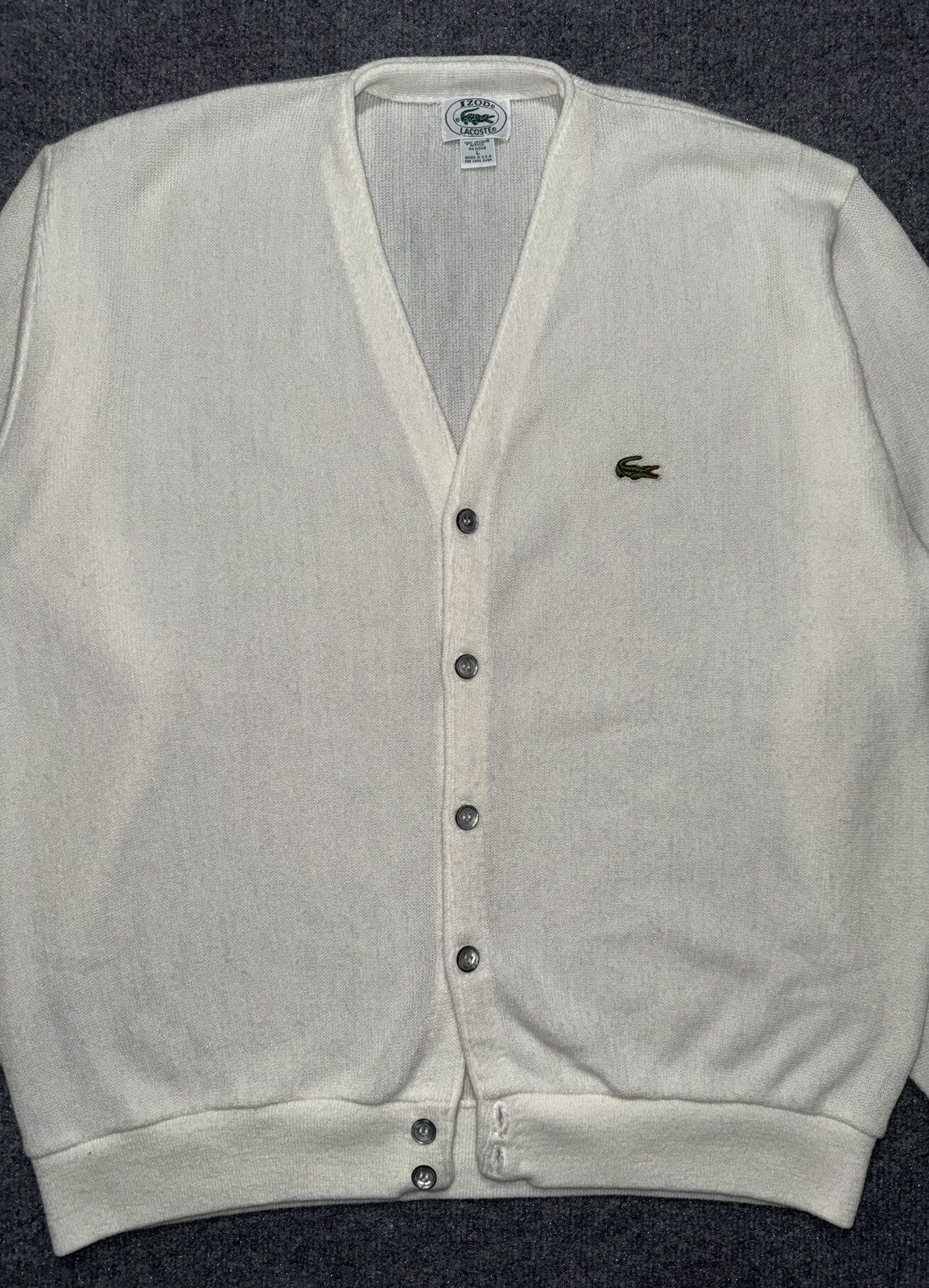 Izod Vintage IZOD Lacoste Cardigan USA Orlon Acrylic Cream Croc L Size US L / EU 52-54 / 3 - 2 Thumbnail