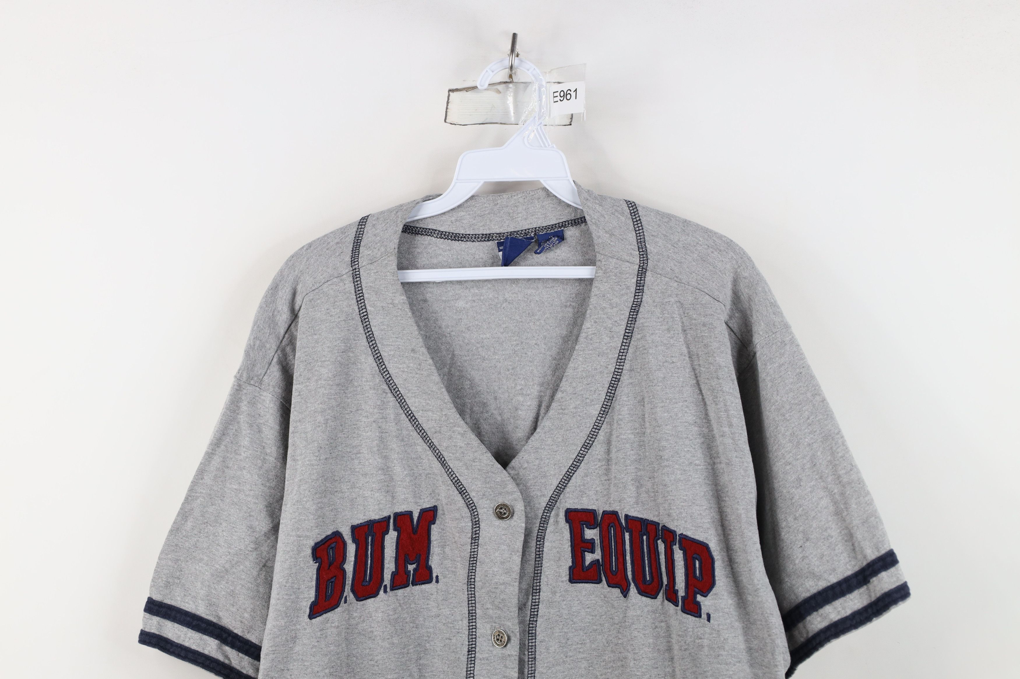 Vintage Vintage 90s Bum Equipment Spell Out Baseball Jersey Gray Size XL / US 12-14 / IT 48-50 - 2 Thumbnail