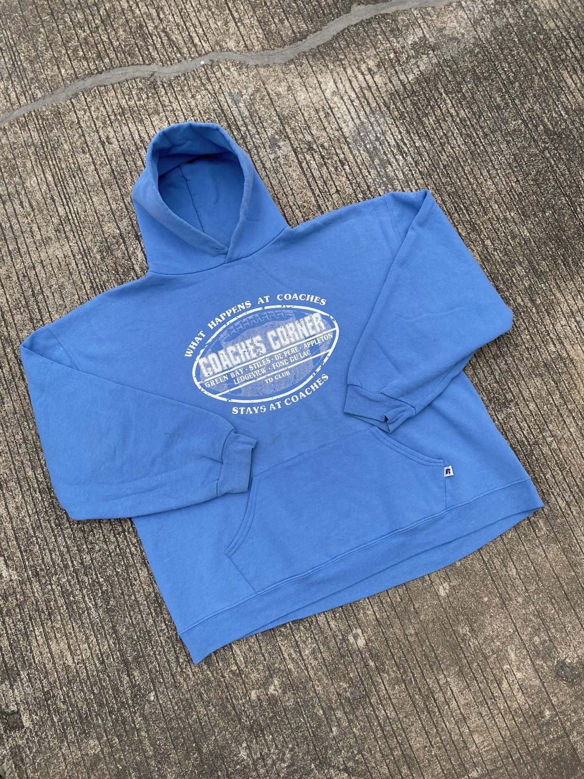 Russell Athletic × Vintage VTG Baby Blue Russell Athletic Hoodie (XL) Size US XL / EU 56 / 4 - 2 Thumbnail