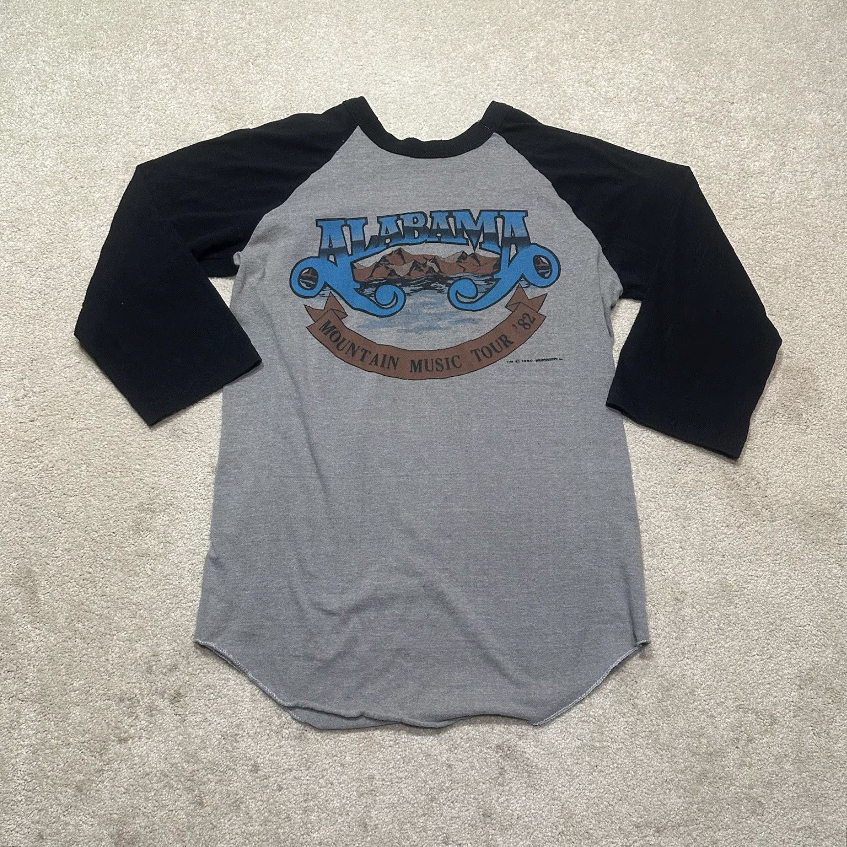 Vintage VINTAGE Alabama Ringer Single Stitch T Shirt Mens Small Gray Country 80s Logo Graphic Print Crew Neck 3/4 Sleeve Cotton Knit Short Sleeve? Size US S / EU 44-46 / 1 - 3 Thumbnail