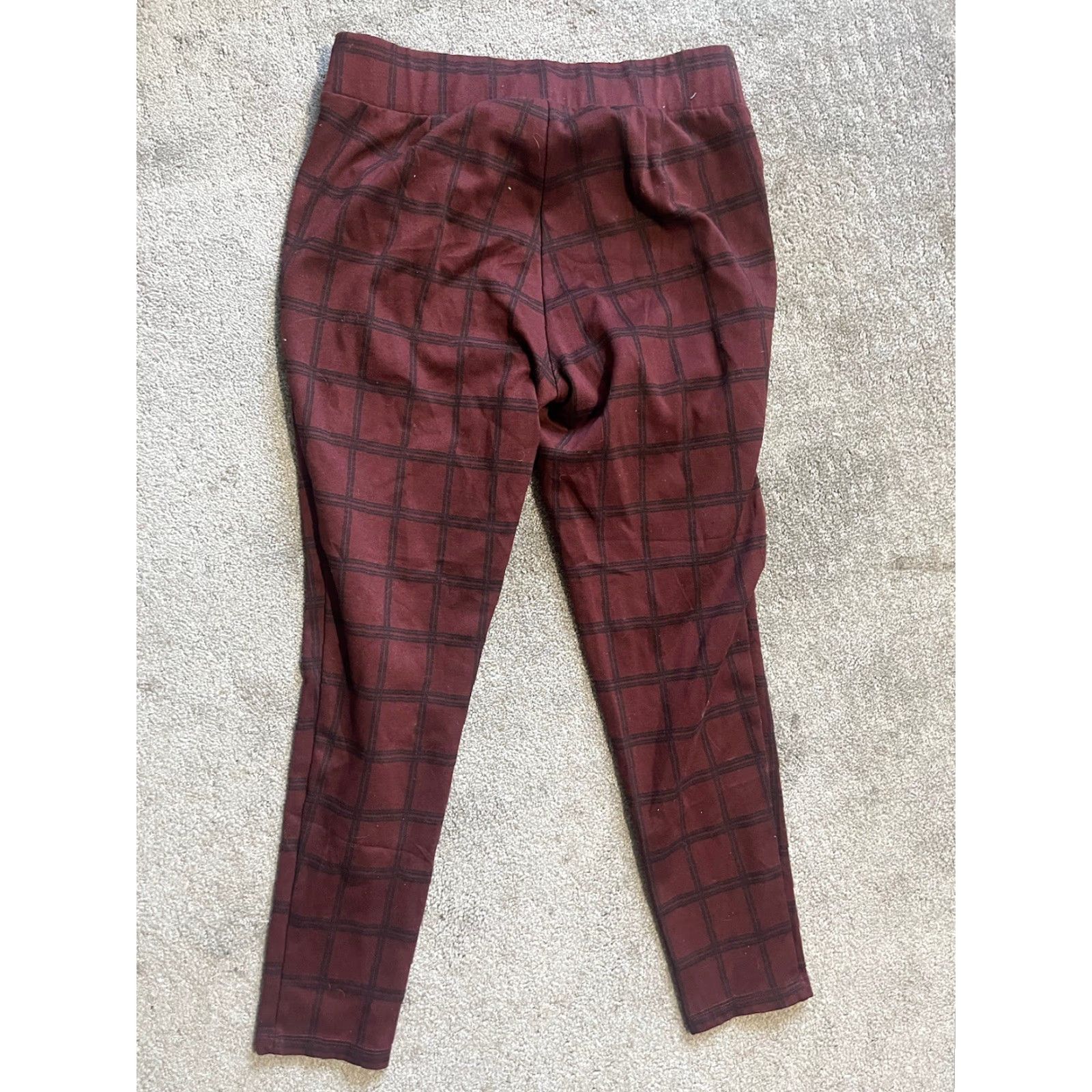 Loft VINTAGE LOFT Women Ankle Leggings Size M Casual Holiday Winter Plaid Red Stretch Size 32" / US 10 / IT 46 - 3 Thumbnail