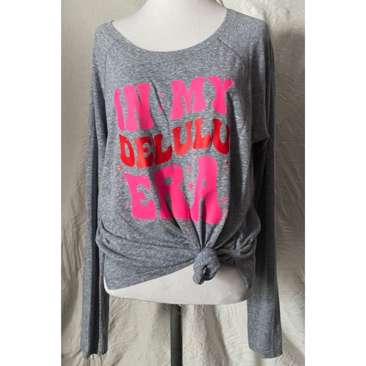 Artisan Outfitters “In My Delulu Era”, Custom, Upcycled, Long Sleeve Tee Size L / US 10 / IT 46 - 2 Thumbnail