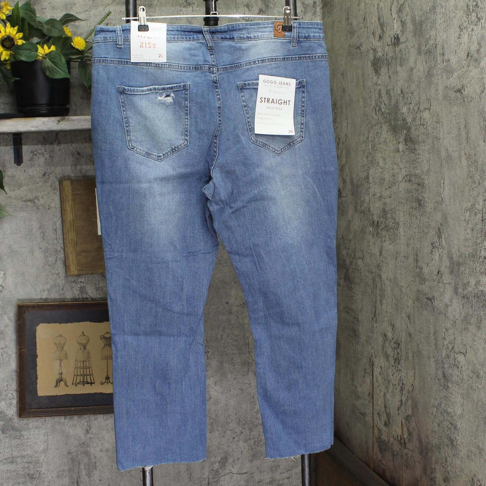 Other Nwt Gogo Jeans Frayed Jeans Medium White Wash Blue 20w Size 42" / US 20 - 2 Thumbnail