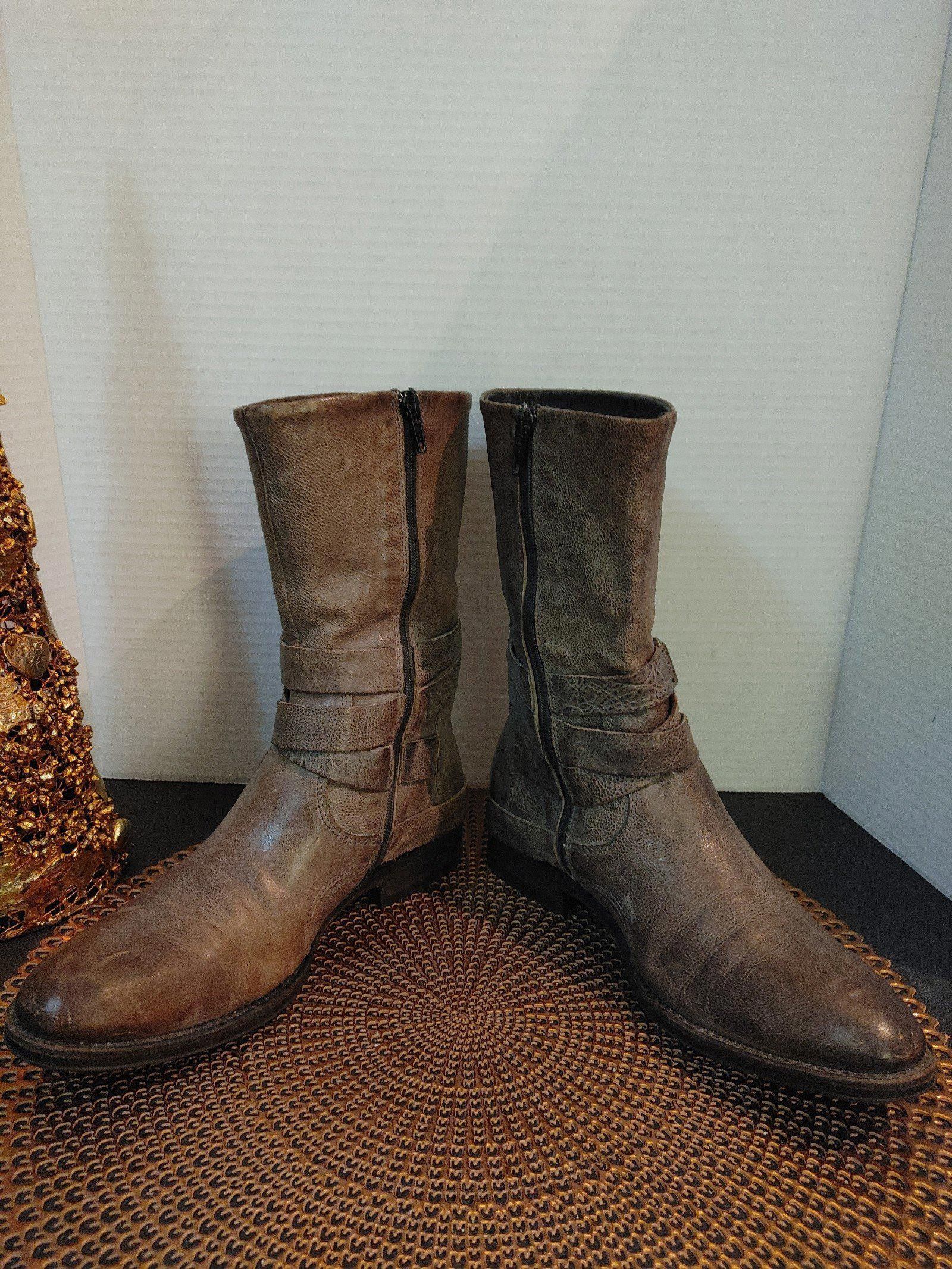 Designer Vera Wang Lavender Kippy Moto Ankle Leather Boots Size 8.5M Size US 8.5 / IT 38.5 - 5 Thumbnail