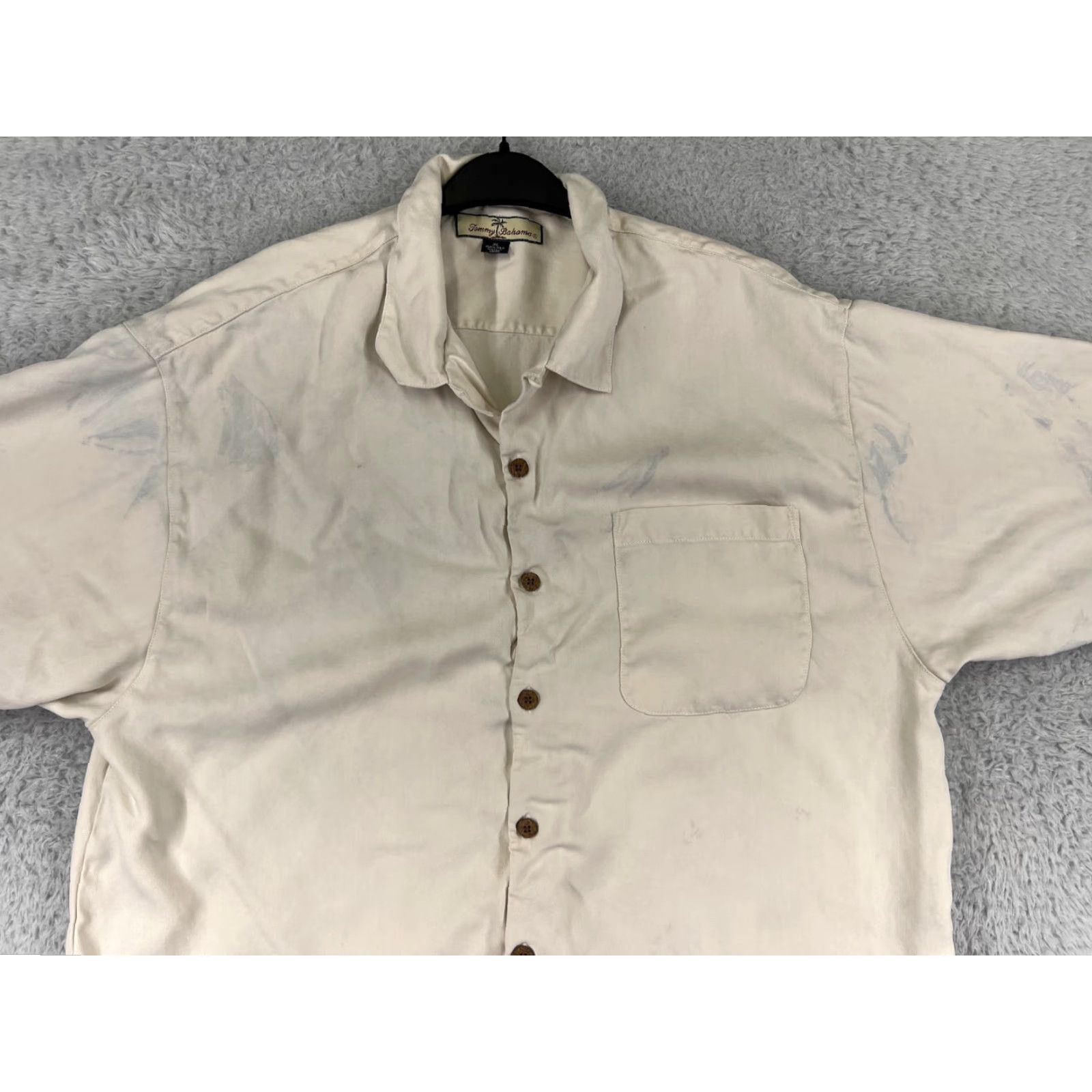Tommy Bahama Tommy Bahama Shirt Mens XL Beige Silk Hawaiian Button-Up Shirt Size US XL / EU 56 / 4 - 4 Thumbnail
