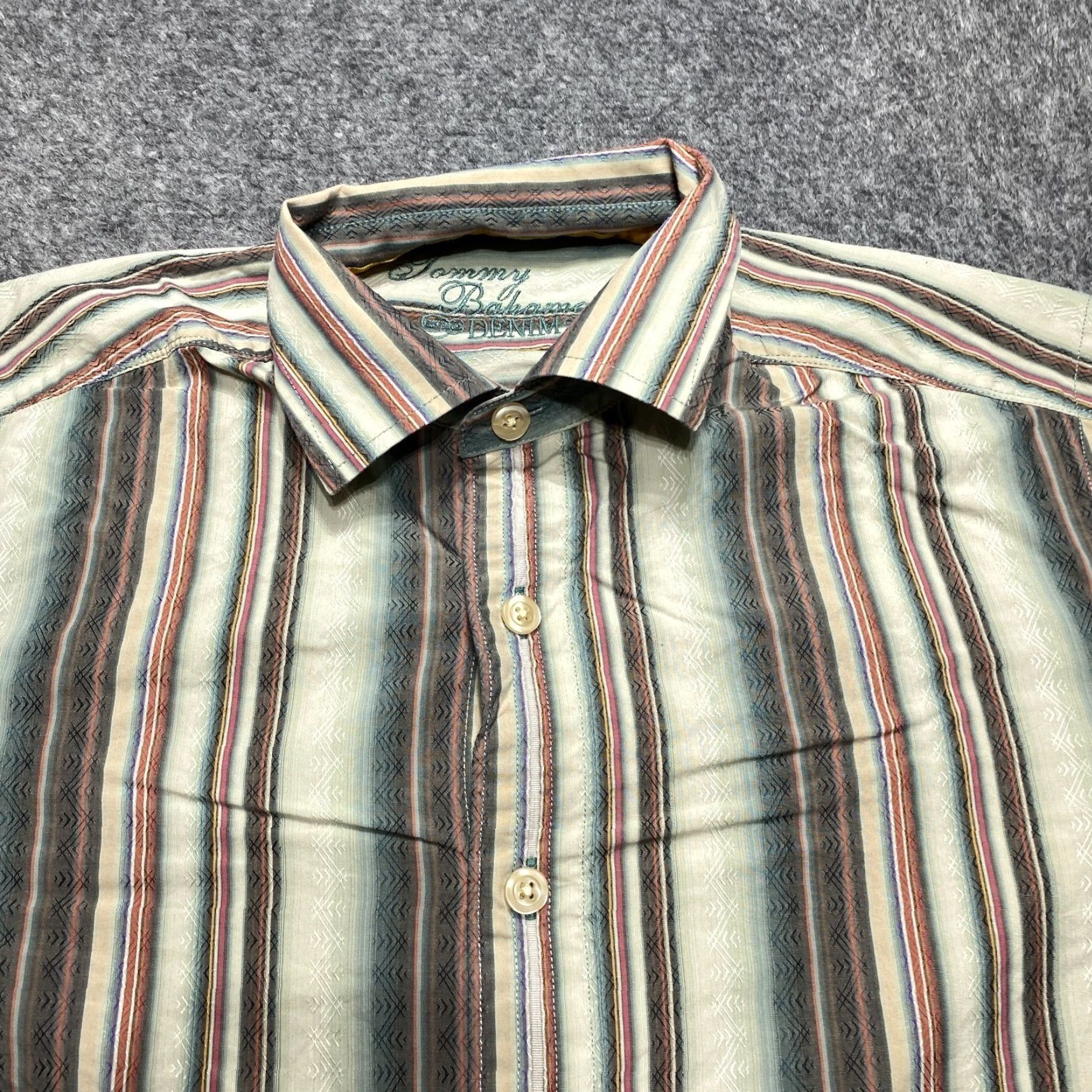Tommy Bahama Tommy Bahama Shirt Mens Small Beige Long Sleeve Striped Casual Button Down Shirt Size US S / EU 44-46 / 1 - 2 Thumbnail