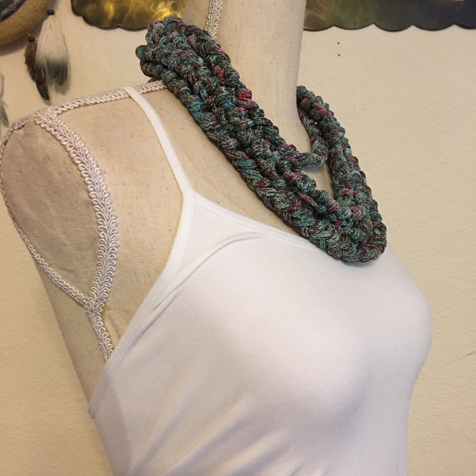 Jewelry Handmade multi strand knotted yarn necklace Size ONE SIZE - 2 Thumbnail